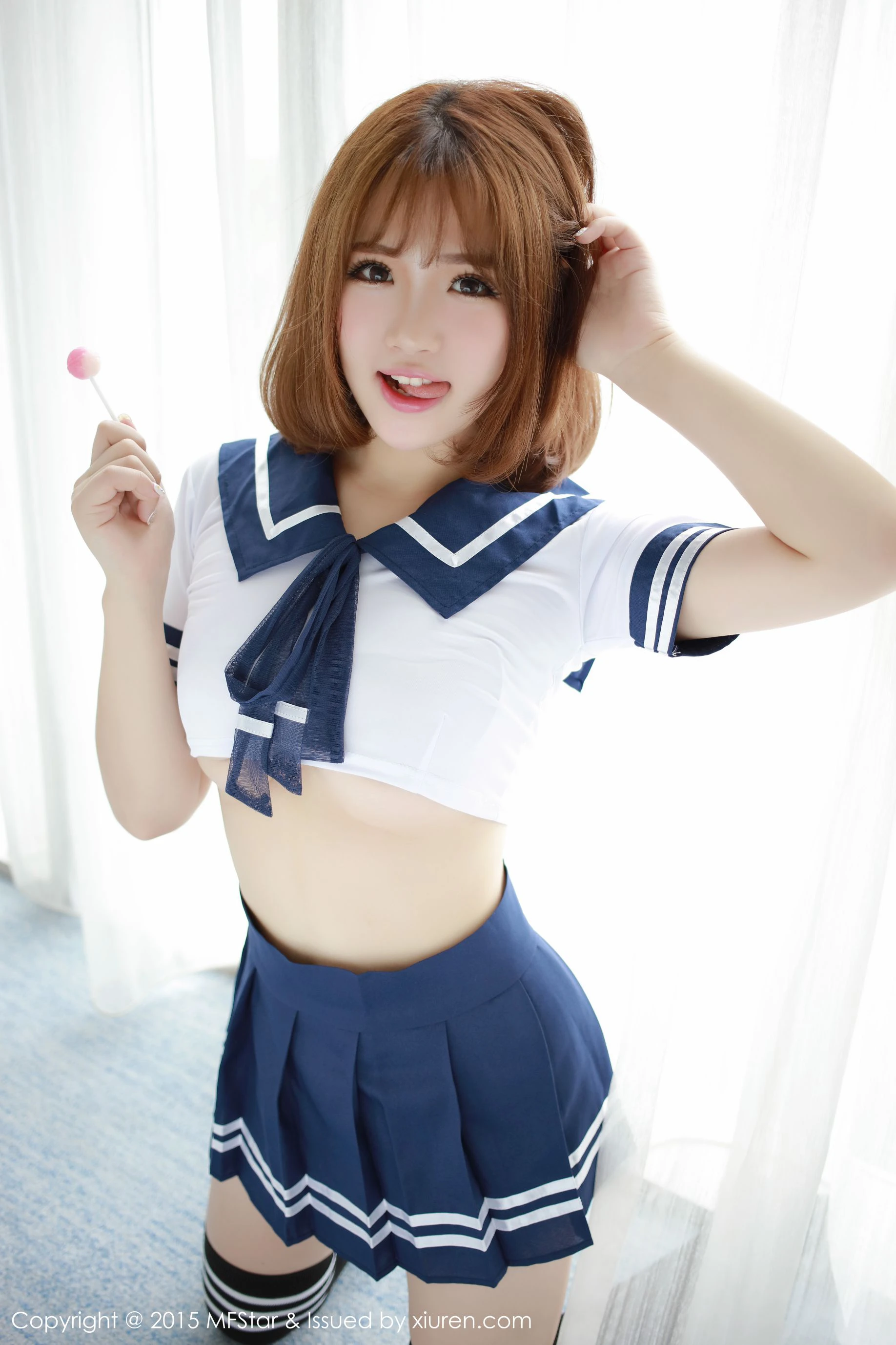 徐cake 《性感水手服+粉色抹胸连体服》 模范学院 Vol.020插图1