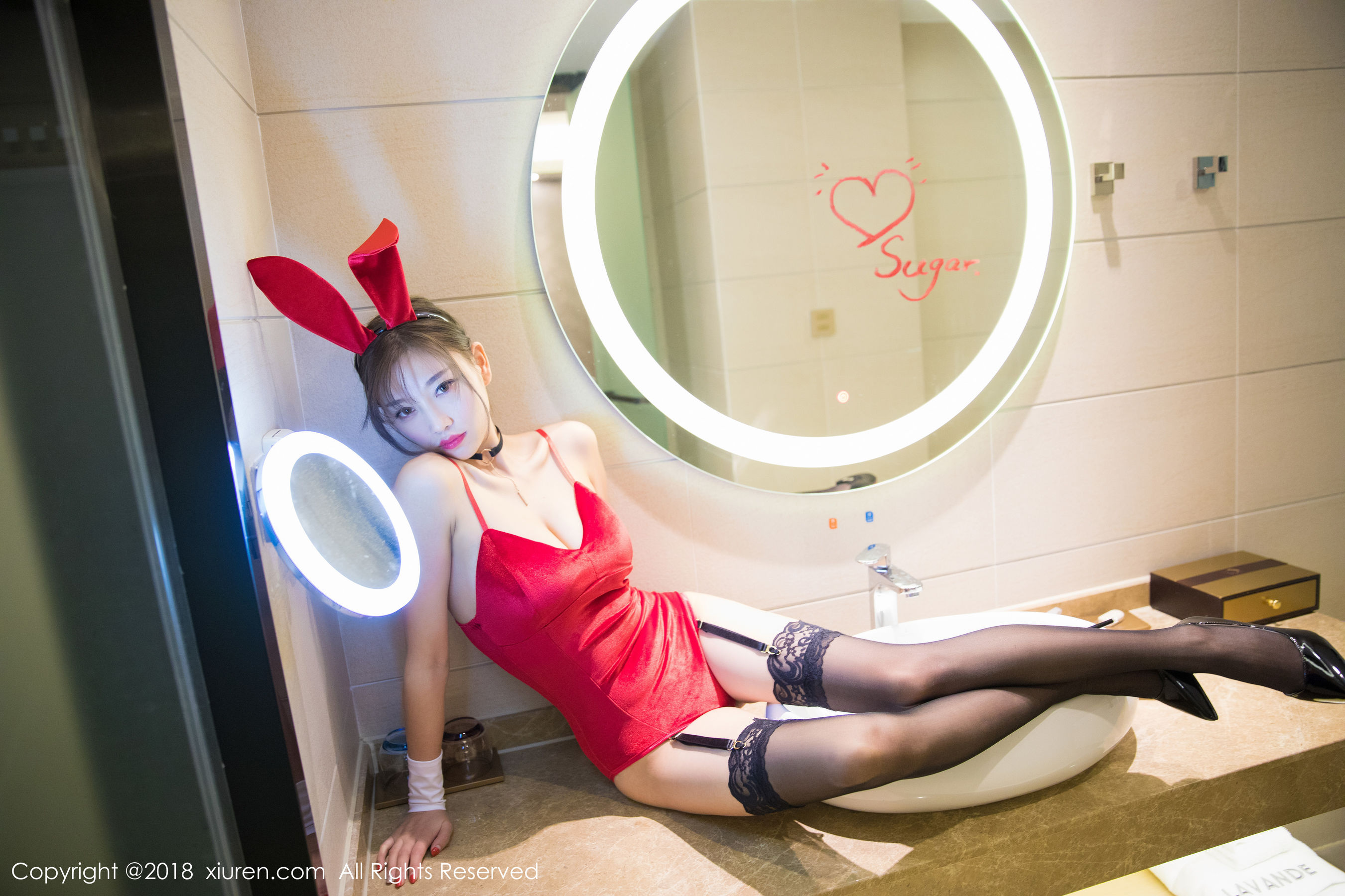 杨晨晨sugar《黑丝兔女郎+浴室湿身系列》 XiuRen 秀人网 No.1033插图2