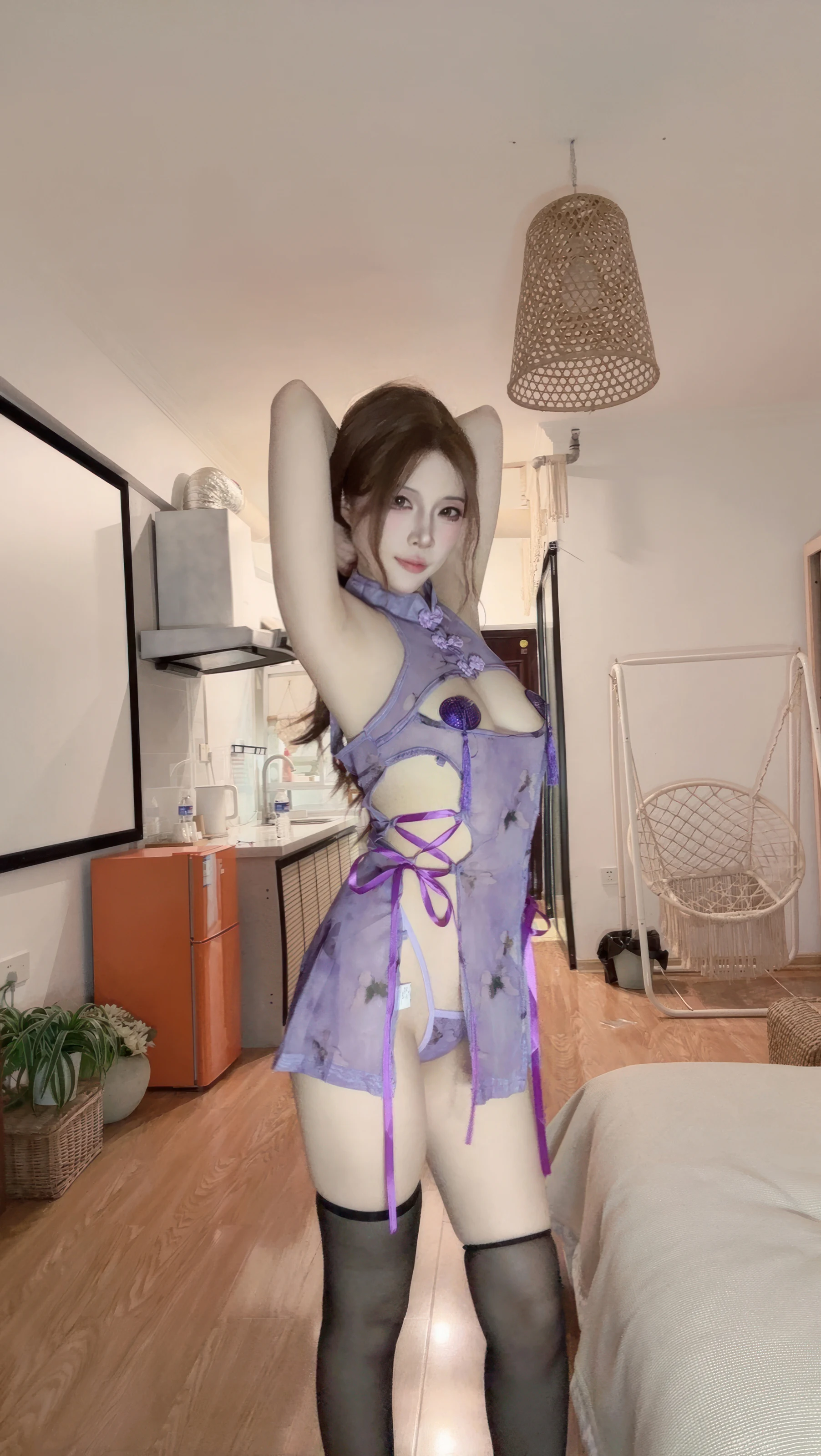 二佐Nisa – 私房 紫旗袍 [50P]插图5