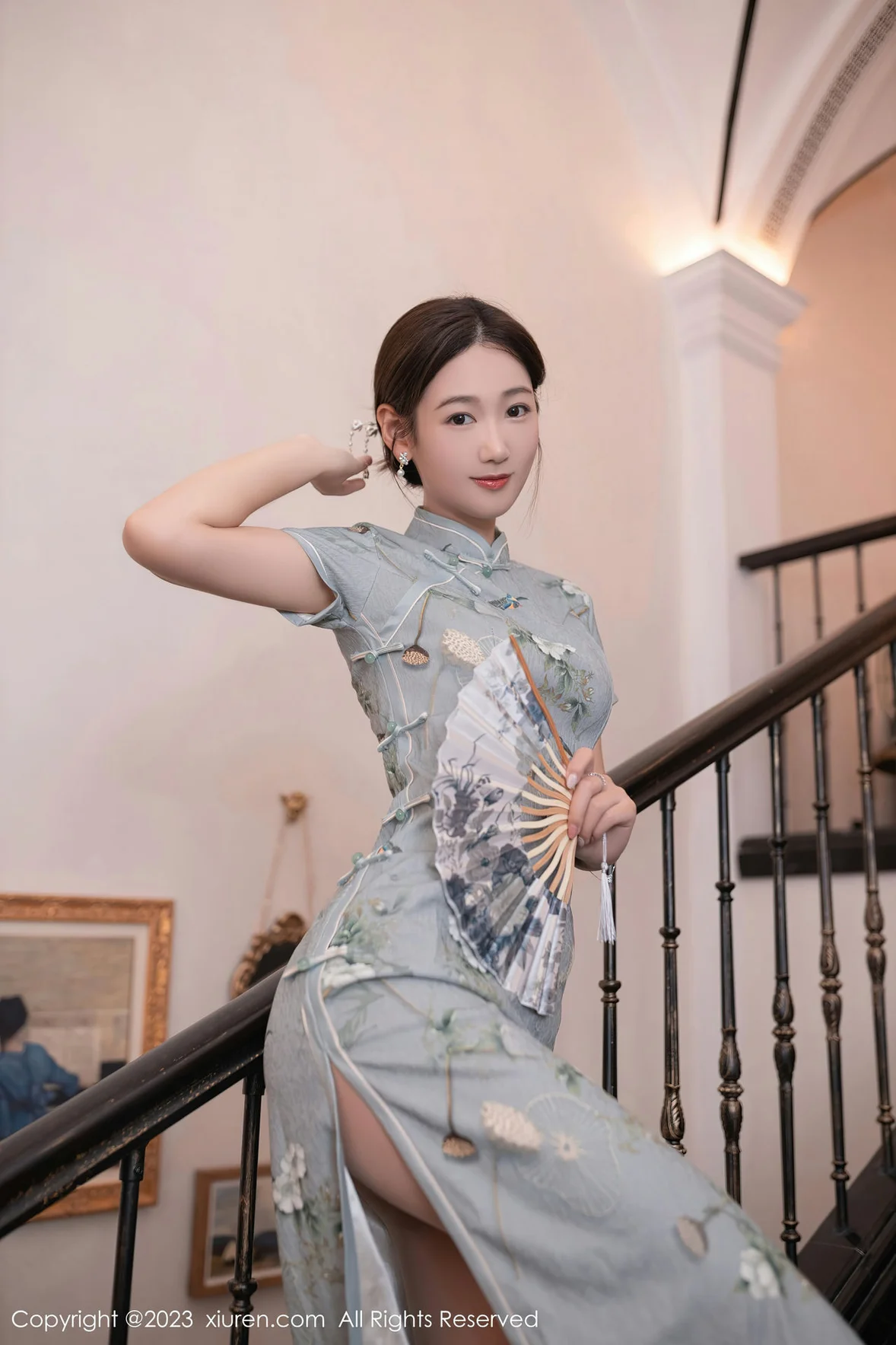 XiuRen 秀人 No.7232 唐安琪 绿灰色旗袍巴厘岛旅拍 [77P]插图4