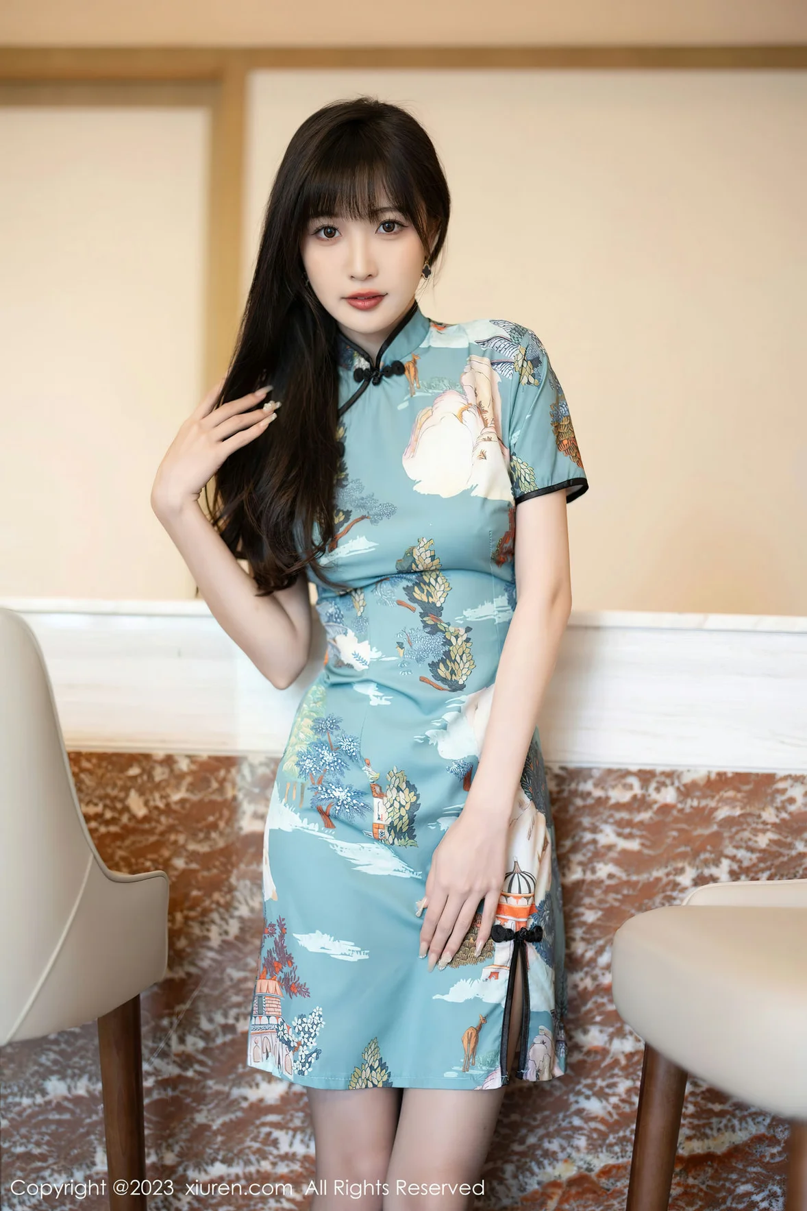 XiuRen 秀人 No.6953 林星阑 绿色旗袍性感写真 [82P]插图2