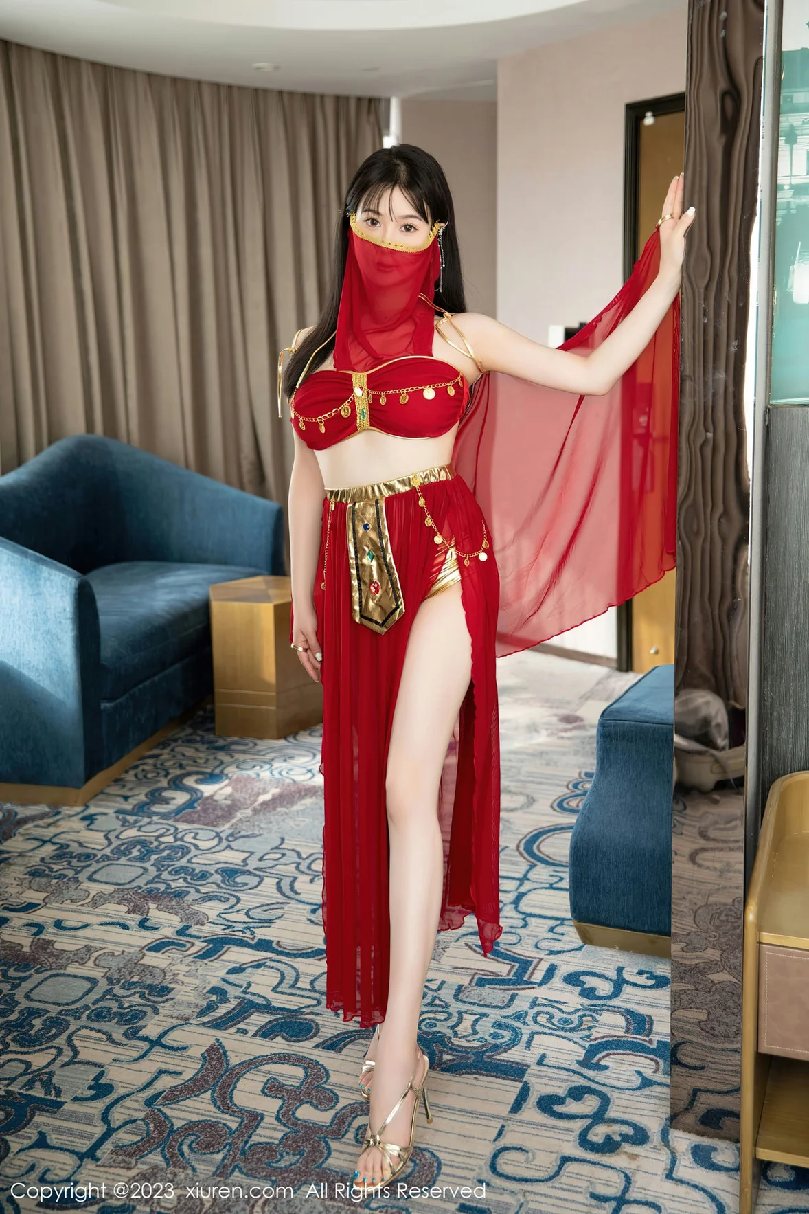 XiuRen 秀人 No.7103 柚琪Rich 红色西域舞服性感写真 [74P]插图5