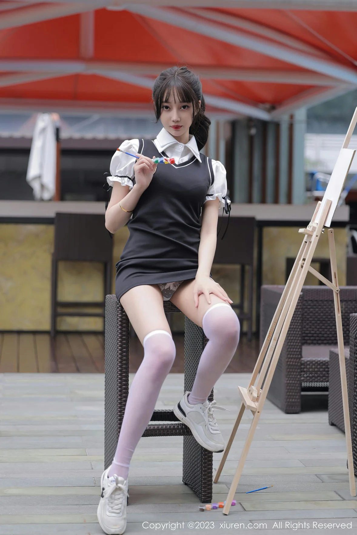 XiuRen 秀人 No.6889 玥儿玥er 黑色背带裙广州旅拍 [73P]插图5