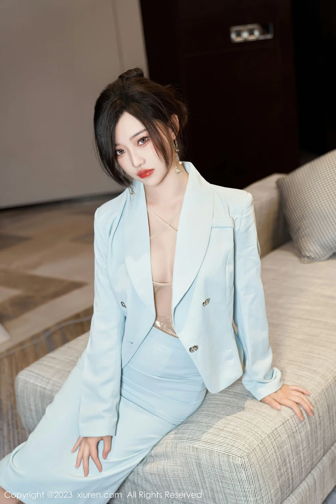 XiuRen 秀人 No.6857 妙可可Cheese 浅色轻透内衣性感写真3 [76P]插图7