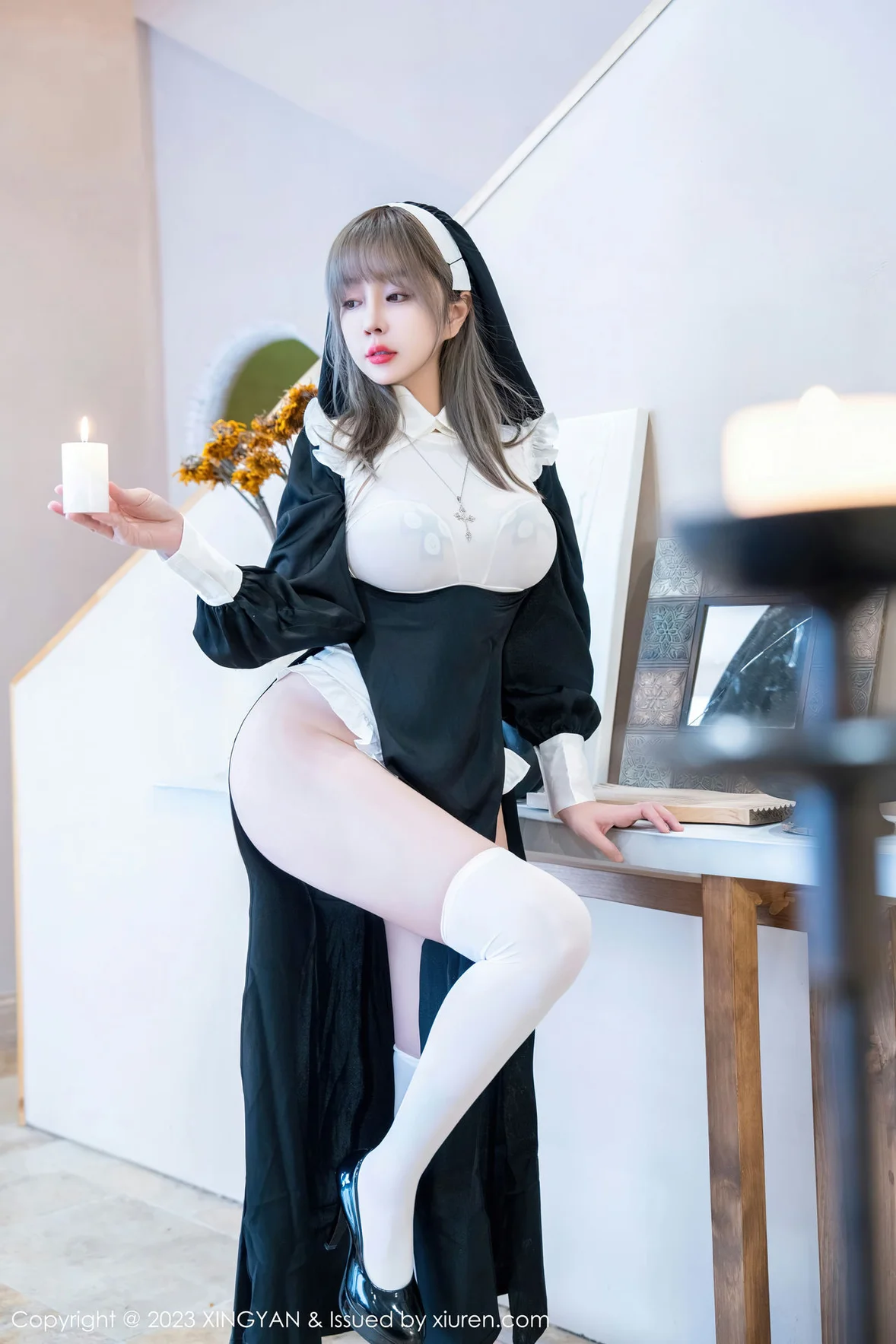 星颜社 Vol.187 王雨纯 性感黑色修女性感写真 [76P]插图4