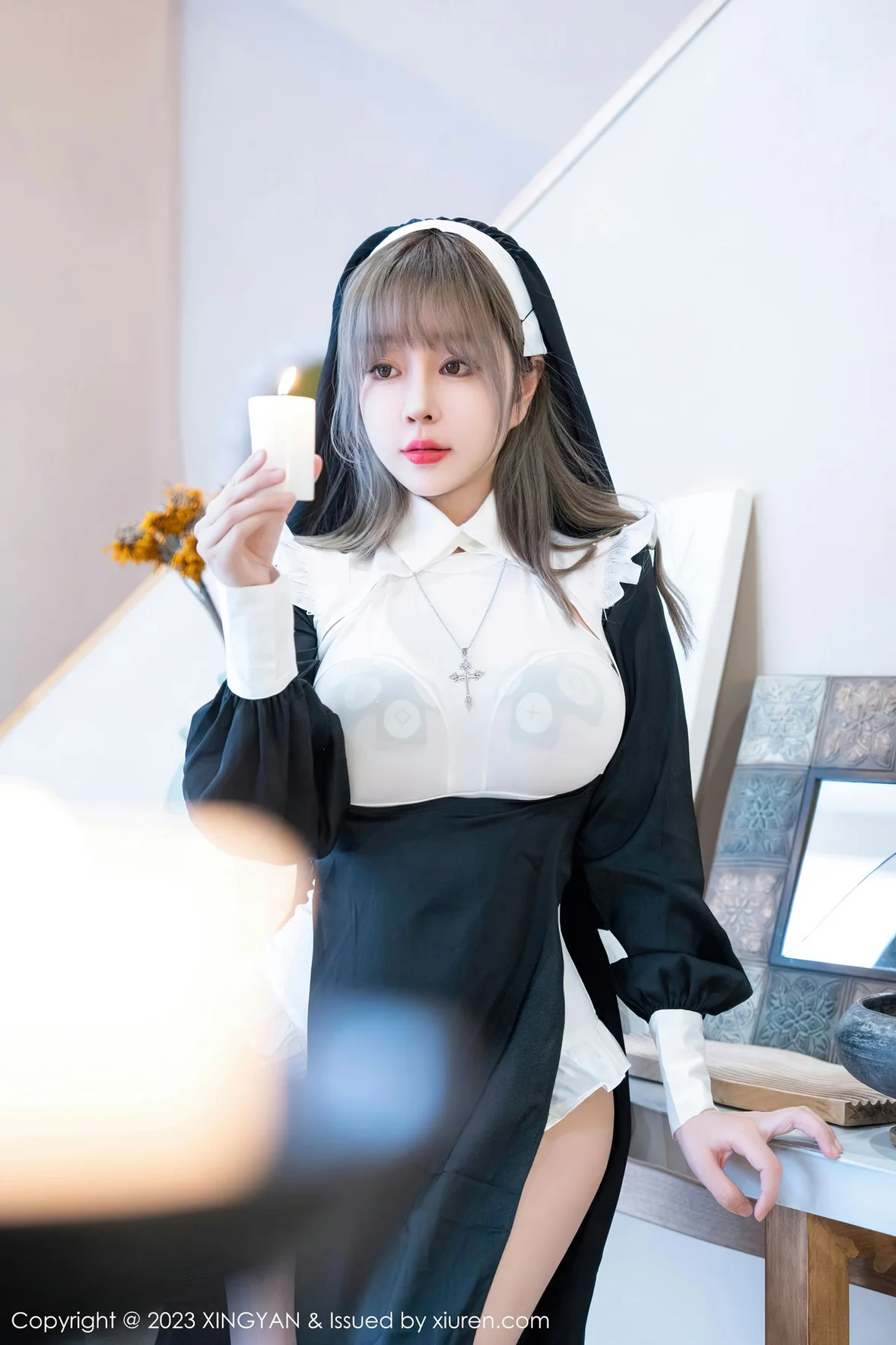 星颜社 Vol.187 王雨纯 性感黑色修女性感写真 [76P]插图1