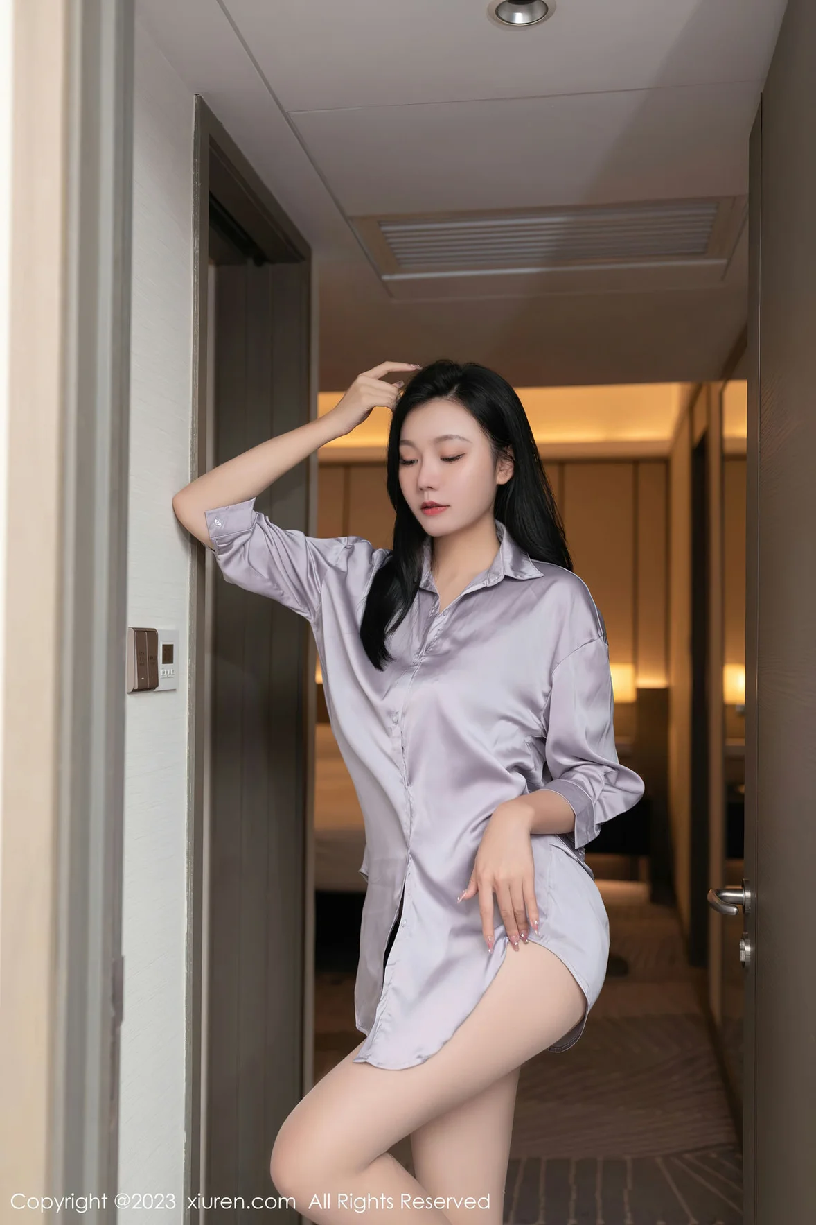 秀人网 No.7376 安然anran 浅色薄纱内衣性感写真 [77P]插图1