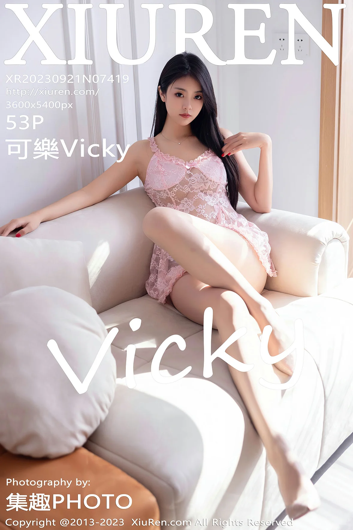 XiuRen 秀人 No.7419 可樂Vicky 粉色蕾丝情趣睡裙性感写真 [54P]插图8