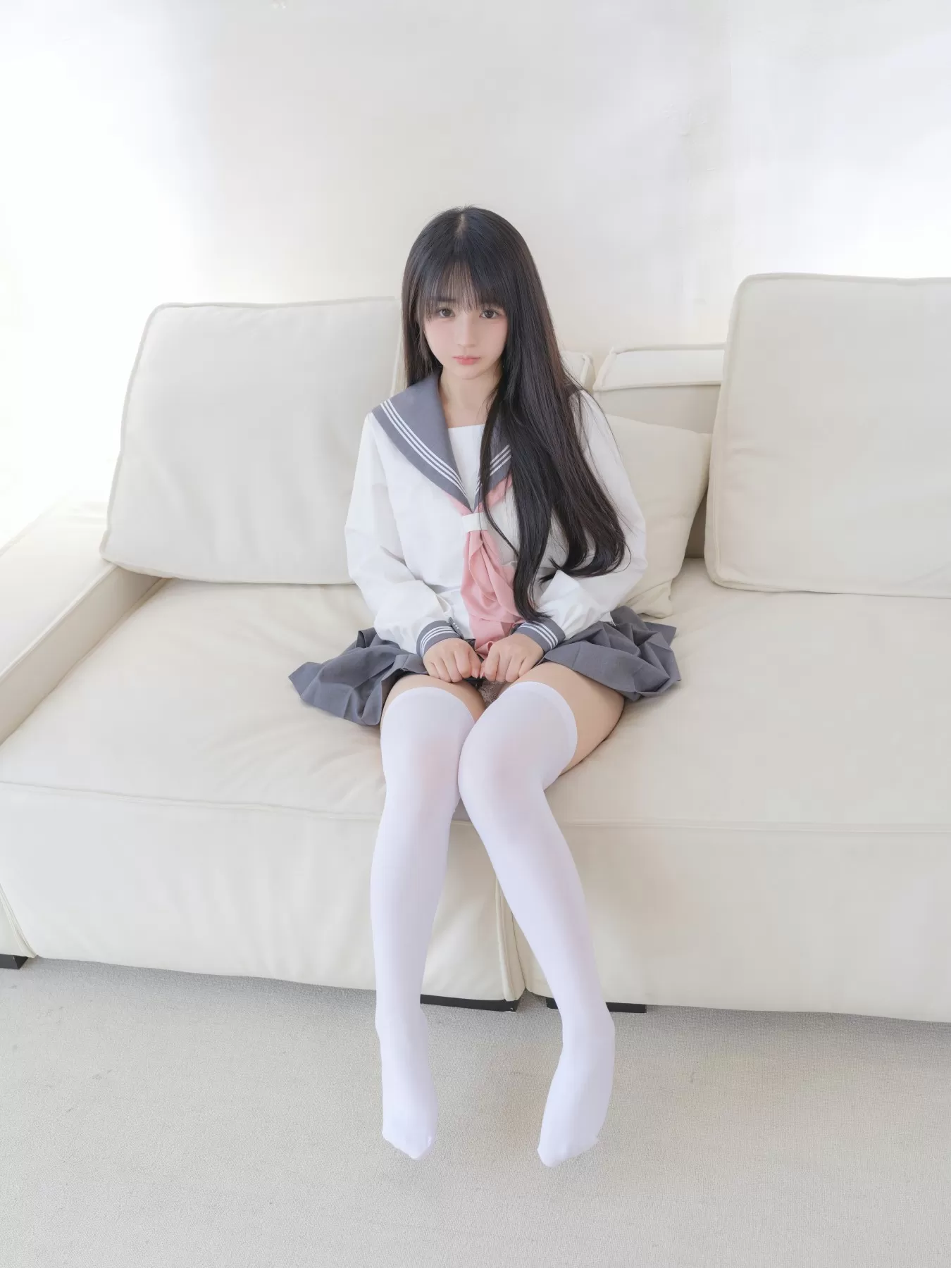 桜井宁宁 – 双马尾白丝JK [85P]插图5