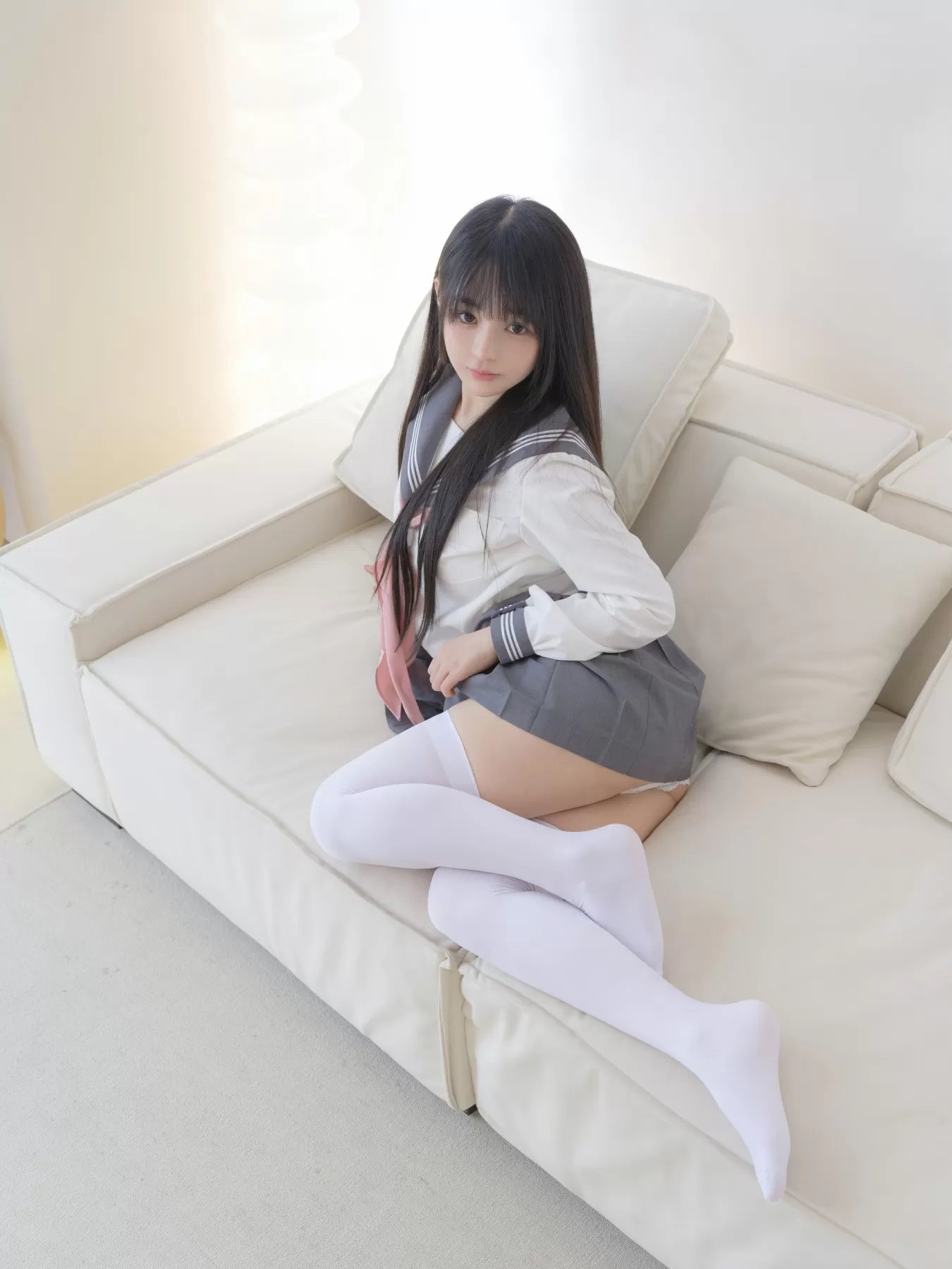 桜井宁宁 – 双马尾白丝JK [85P]插图2