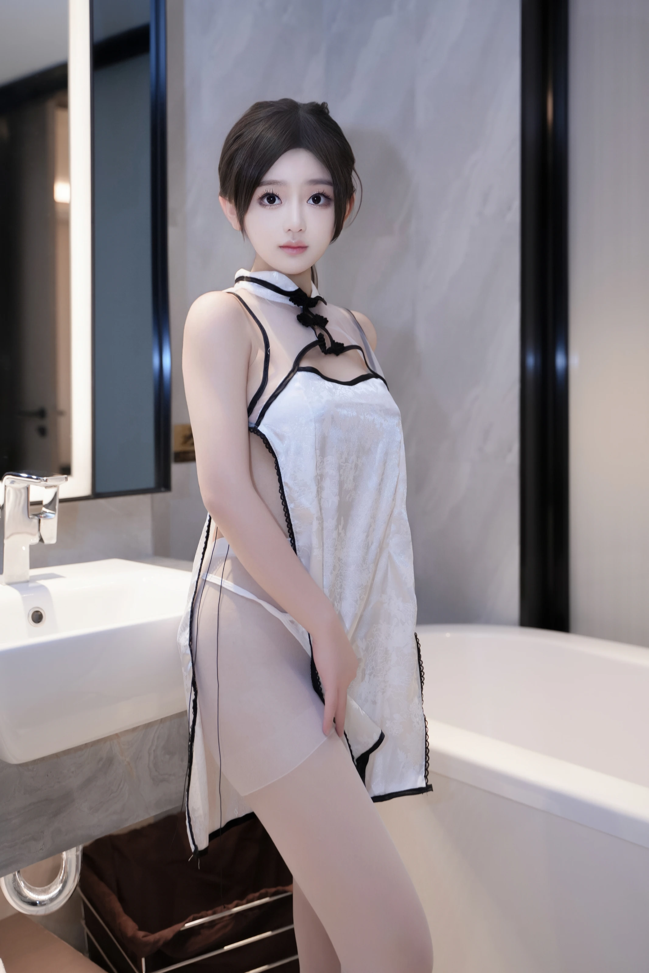 XiuRen 内购版 No.8104 奶茶味的包子 白色旗袍 [65P]插图5