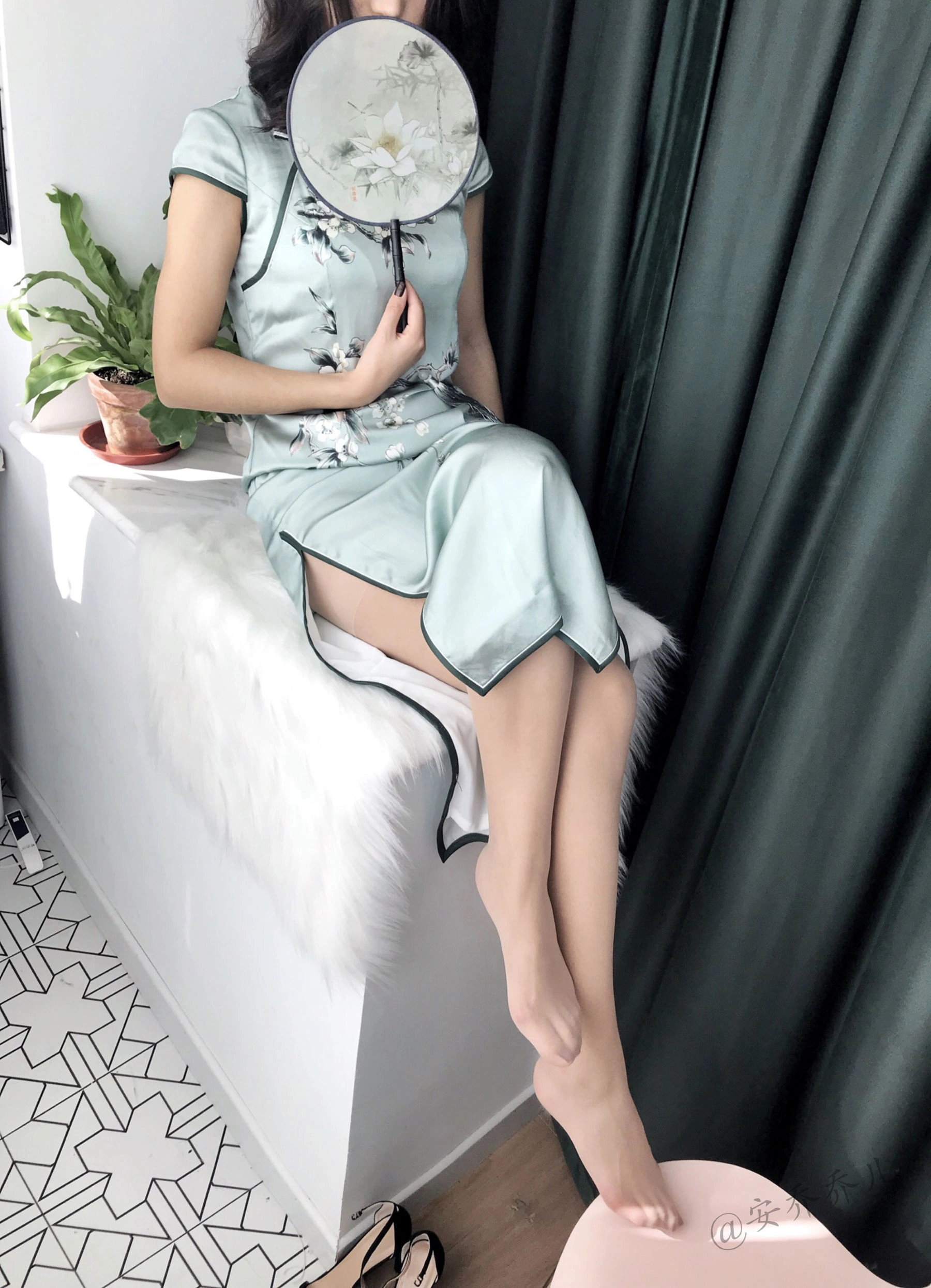 安乔乔儿(Nia乔乔) No.017 安乔乔儿 黑丝旗袍插图66