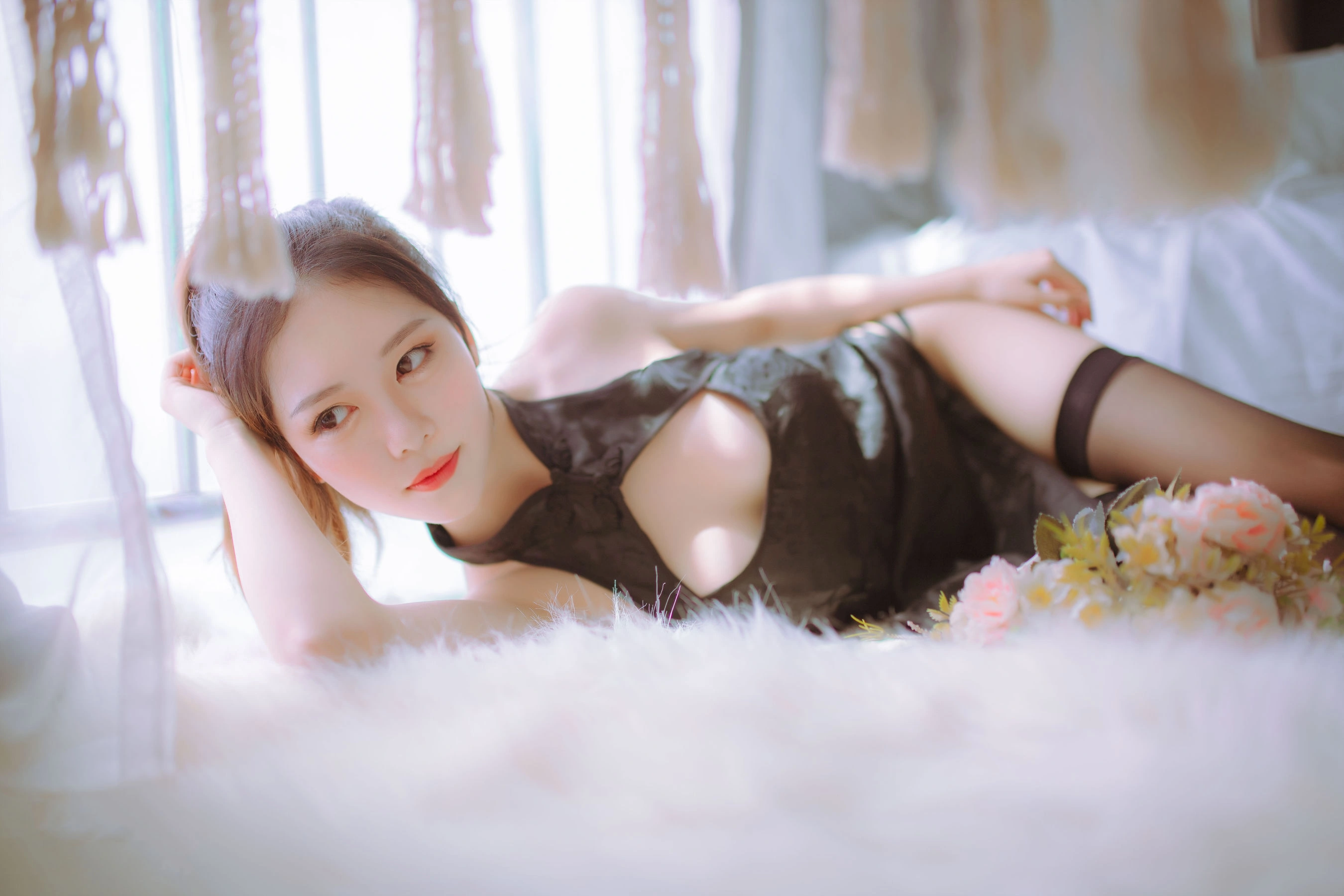 抖娘-利世图集 抖娘×不呆猫 黑白旗袍双子插图21