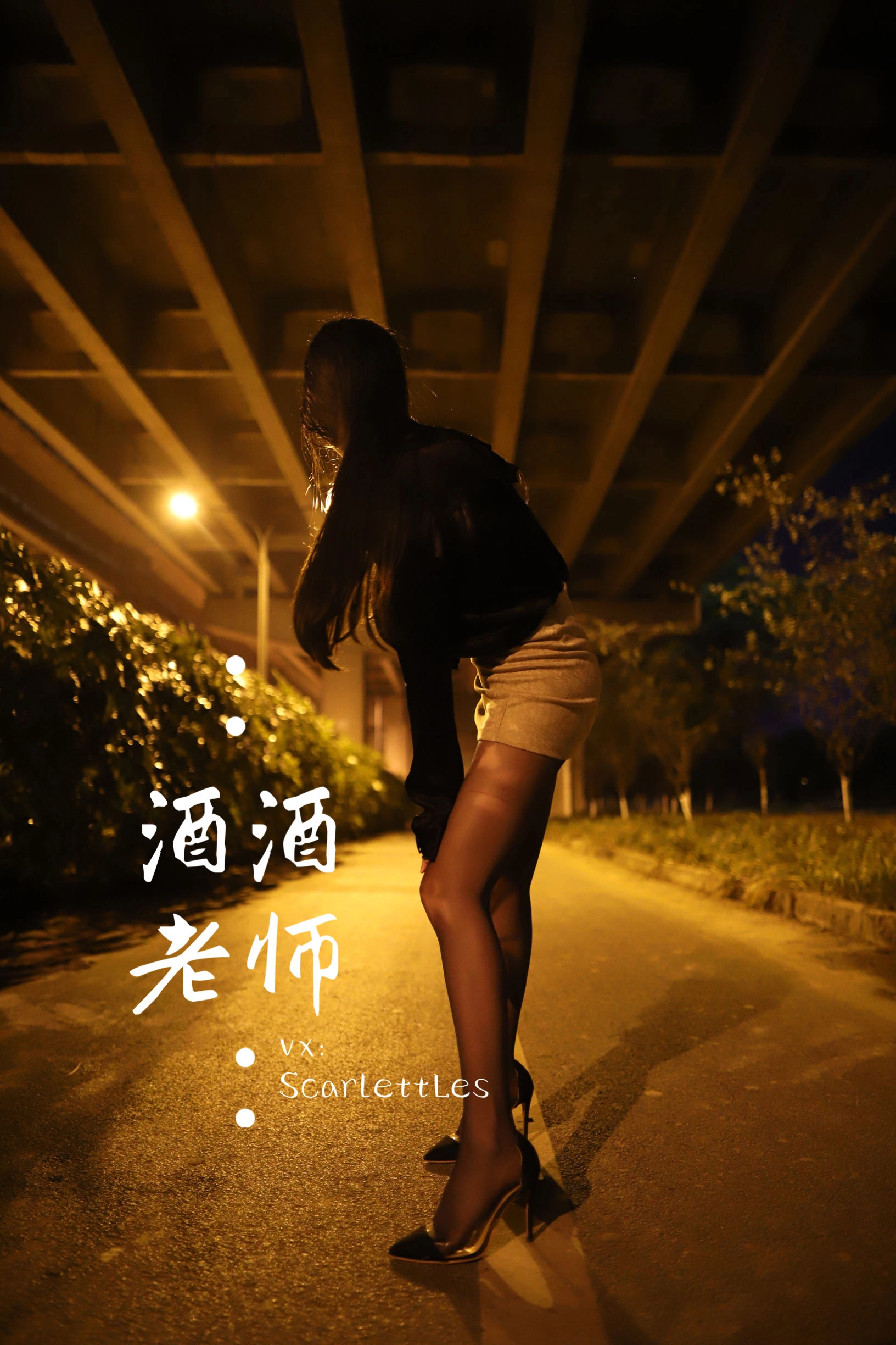 酒酒老师 – 桥下的户外丝袜课堂插图4