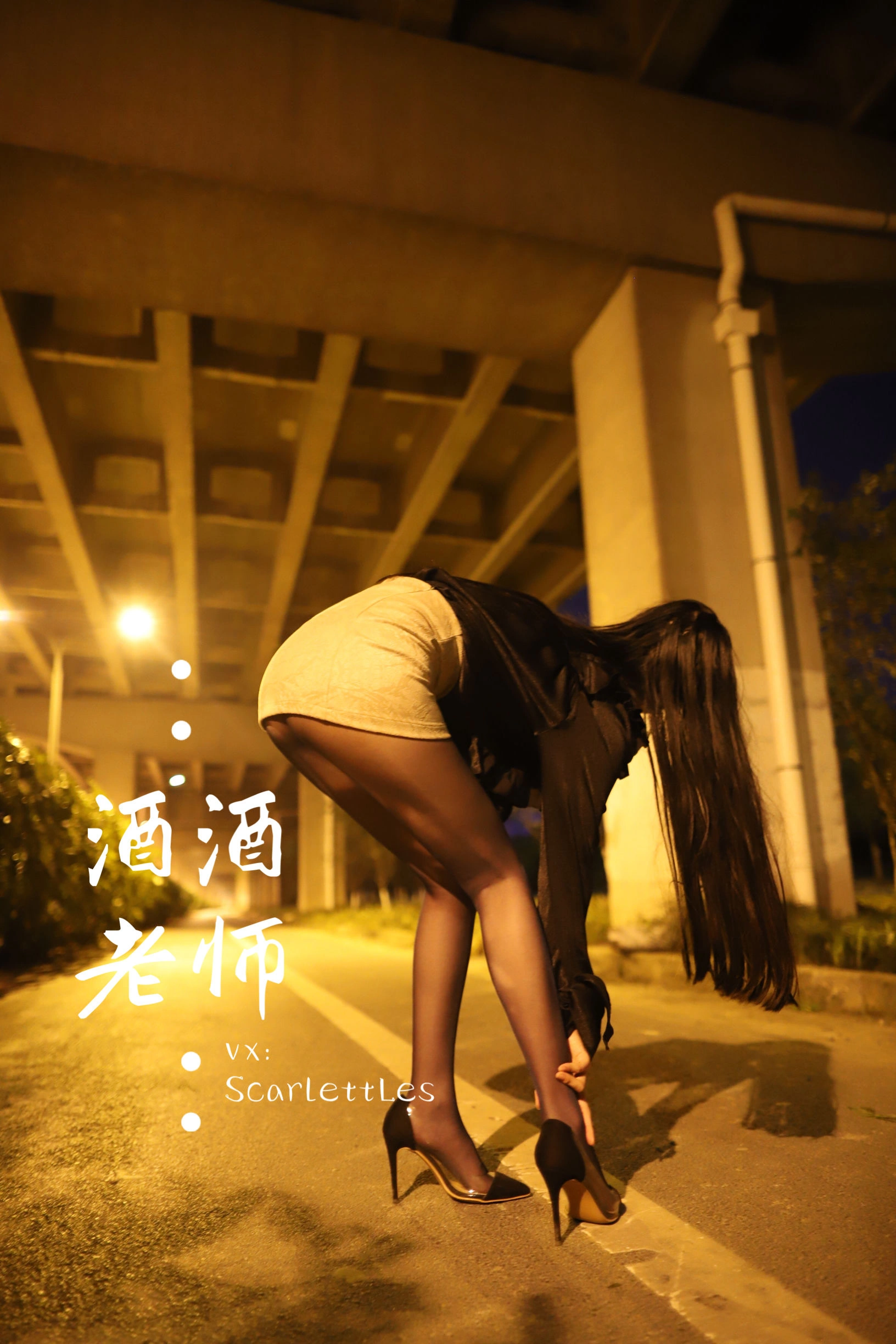 酒酒老师 – 桥下的户外丝袜课堂插图64