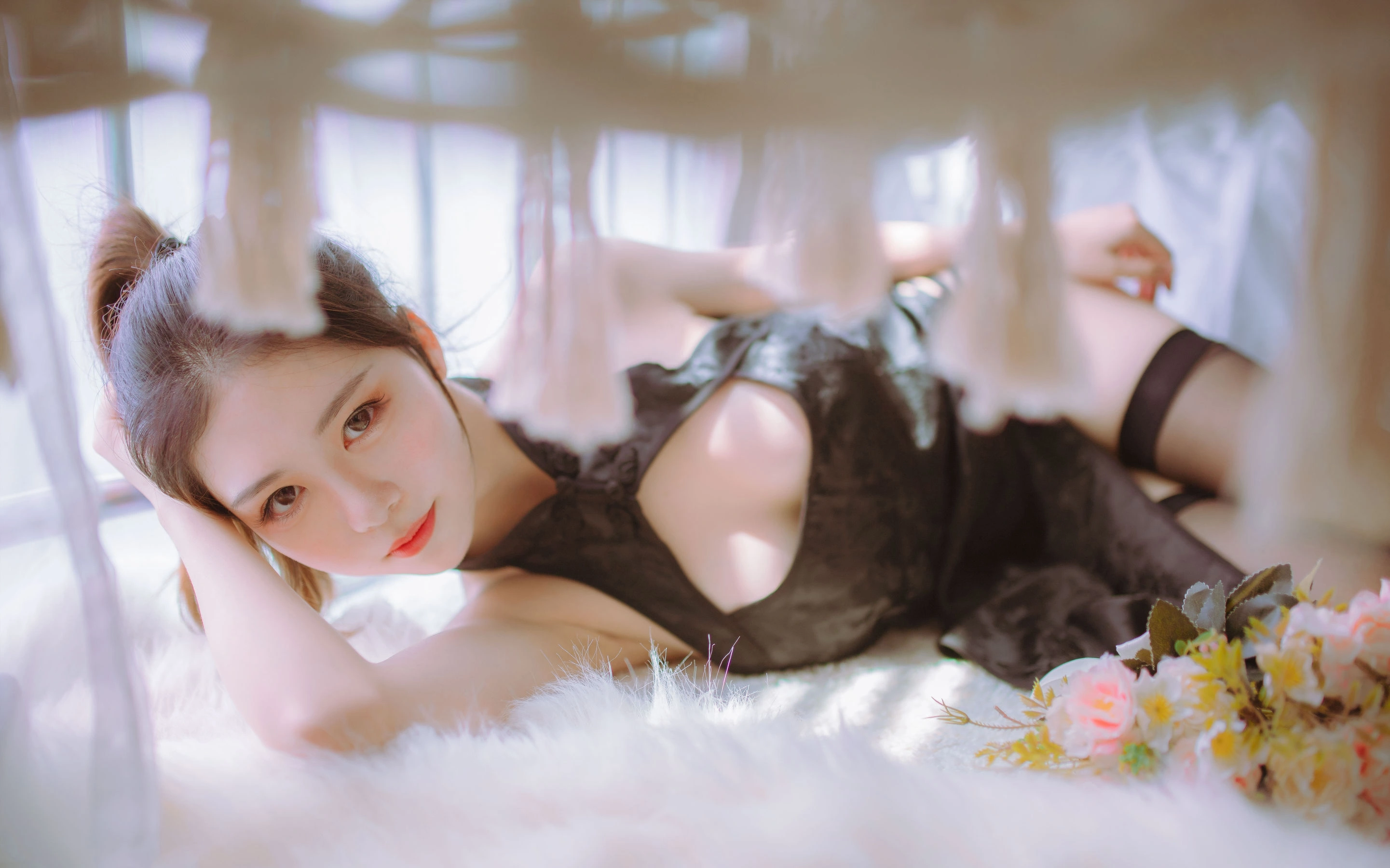 抖娘-利世图集 抖娘×不呆猫 黑白旗袍双子插图18