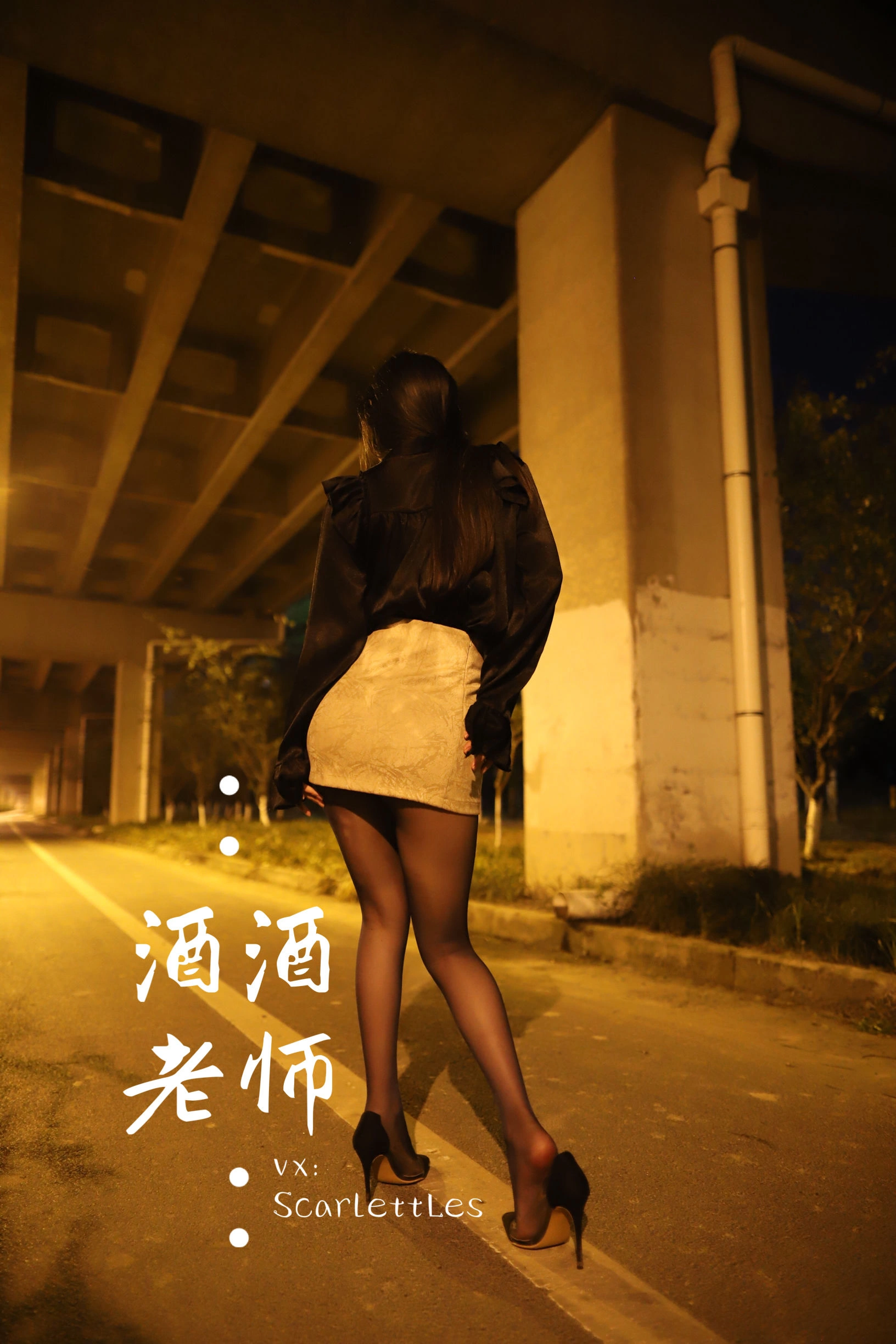 酒酒老师 – 桥下的户外丝袜课堂插图12