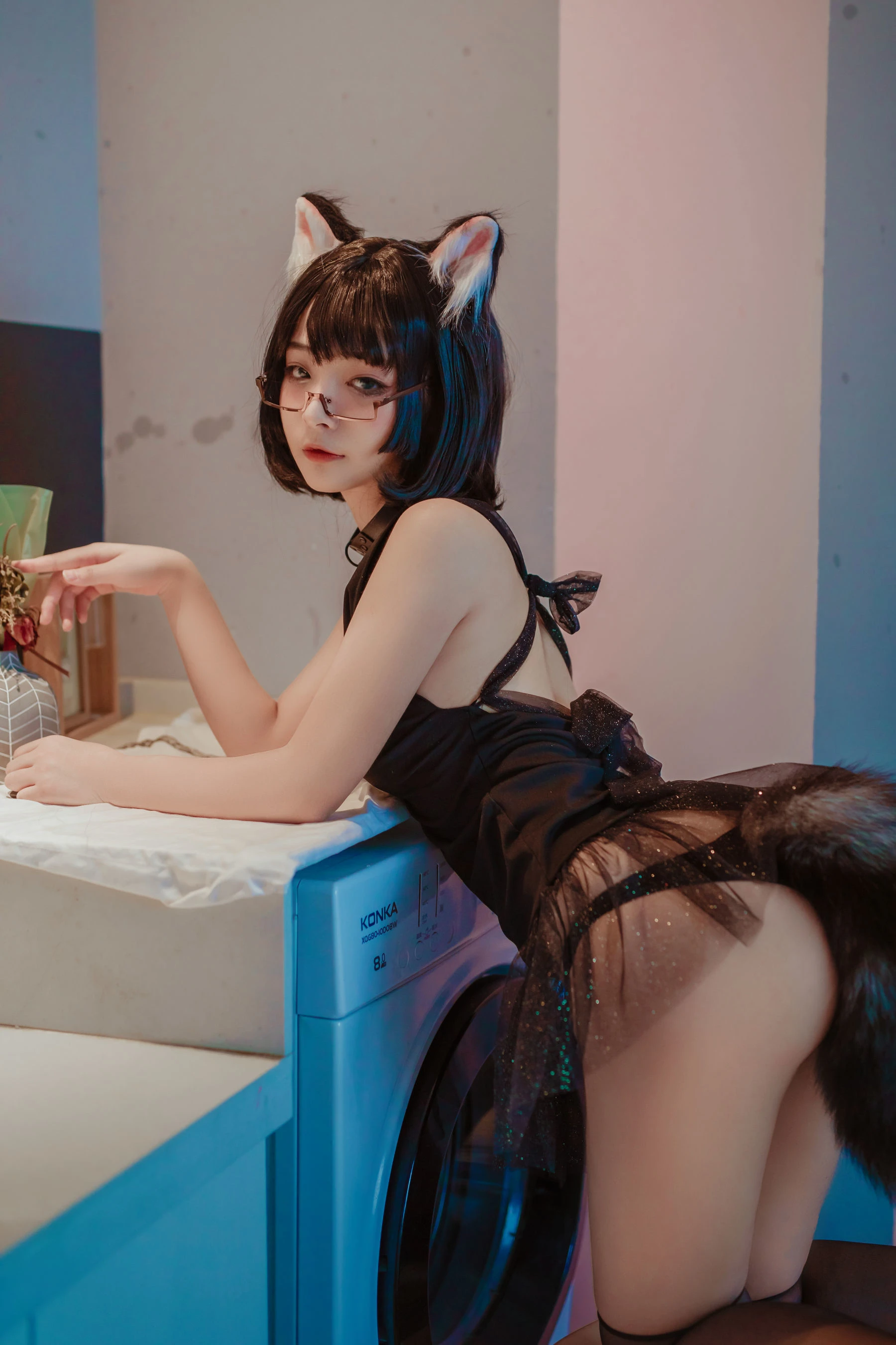 yuuhui玉汇 – 猫猫头黑裙子 [10P]插图5