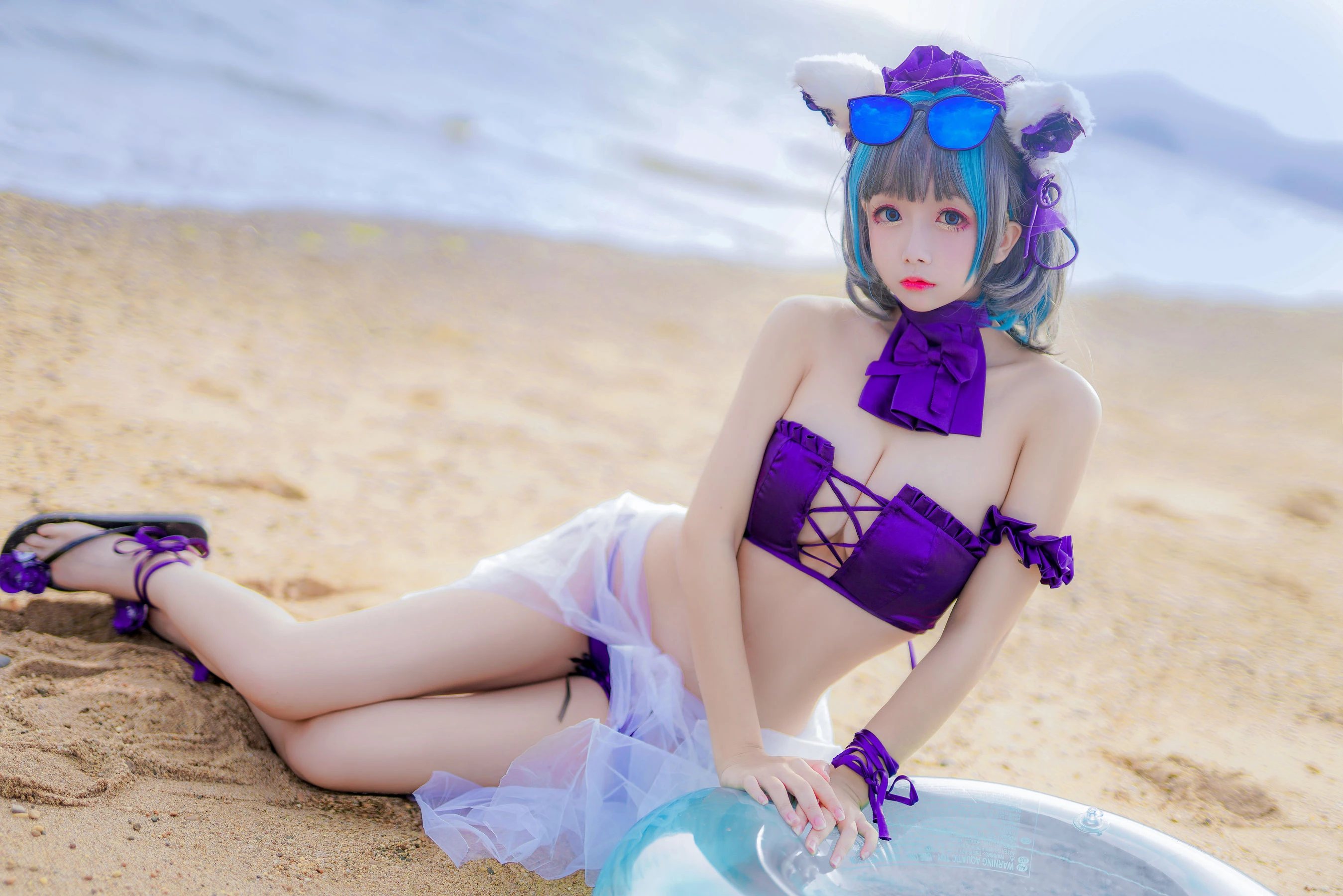 Cosplay日奈娇 – 柴郡猫泳装 [41P]插图1