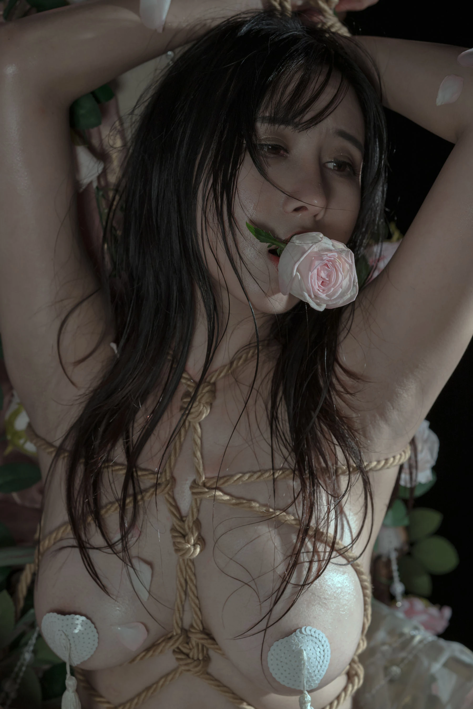 云溪溪 – 奶桃 玫瑰绳艺 [50P]插图5