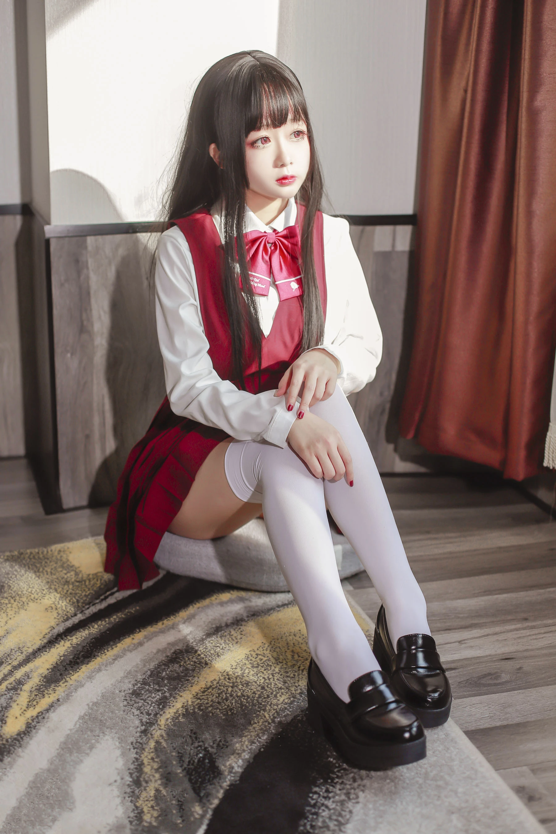 Cosplay日奈娇 – JK少女红裙 [28P]插图5