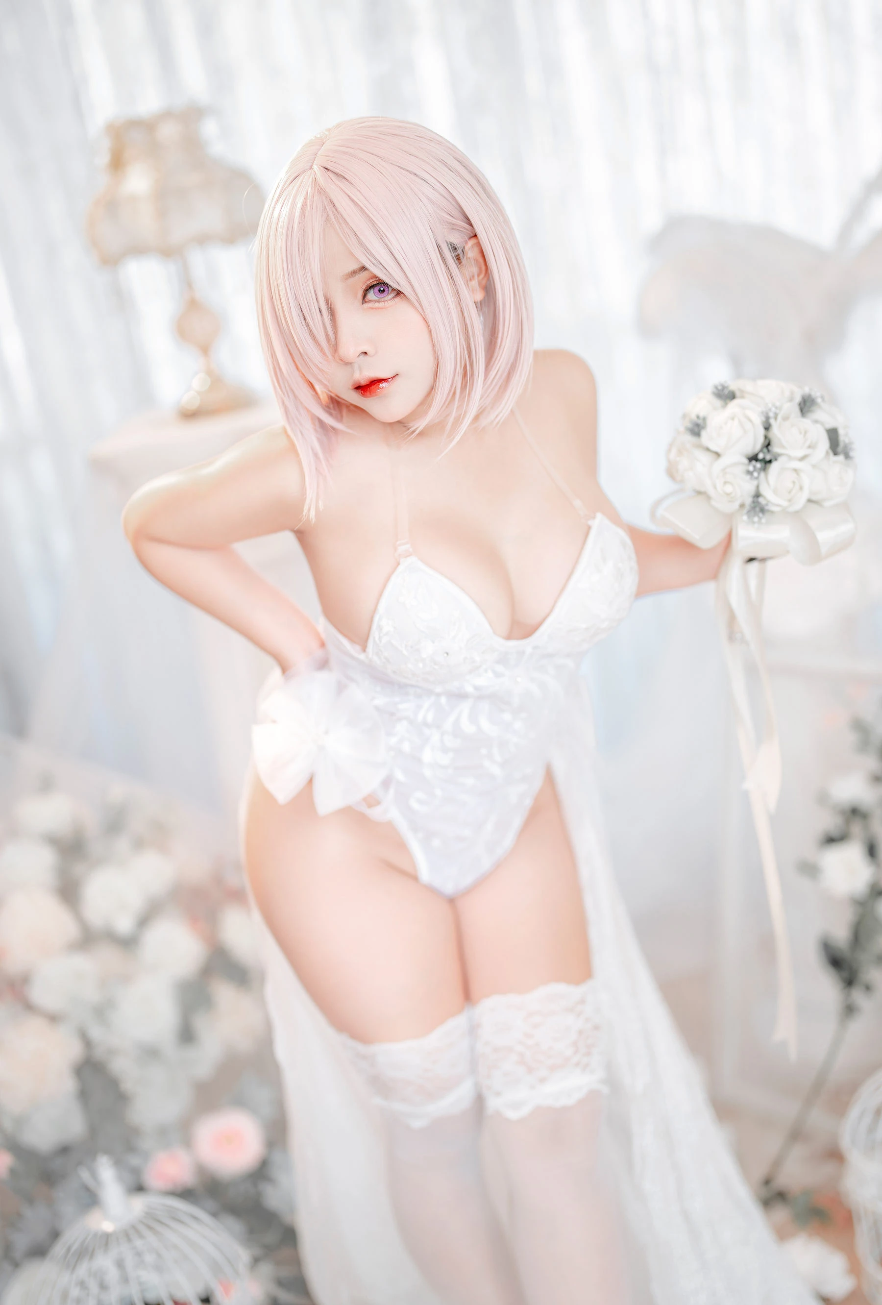 Sayo Momo – Mashu white lingerie body oil [57P]|图集秀