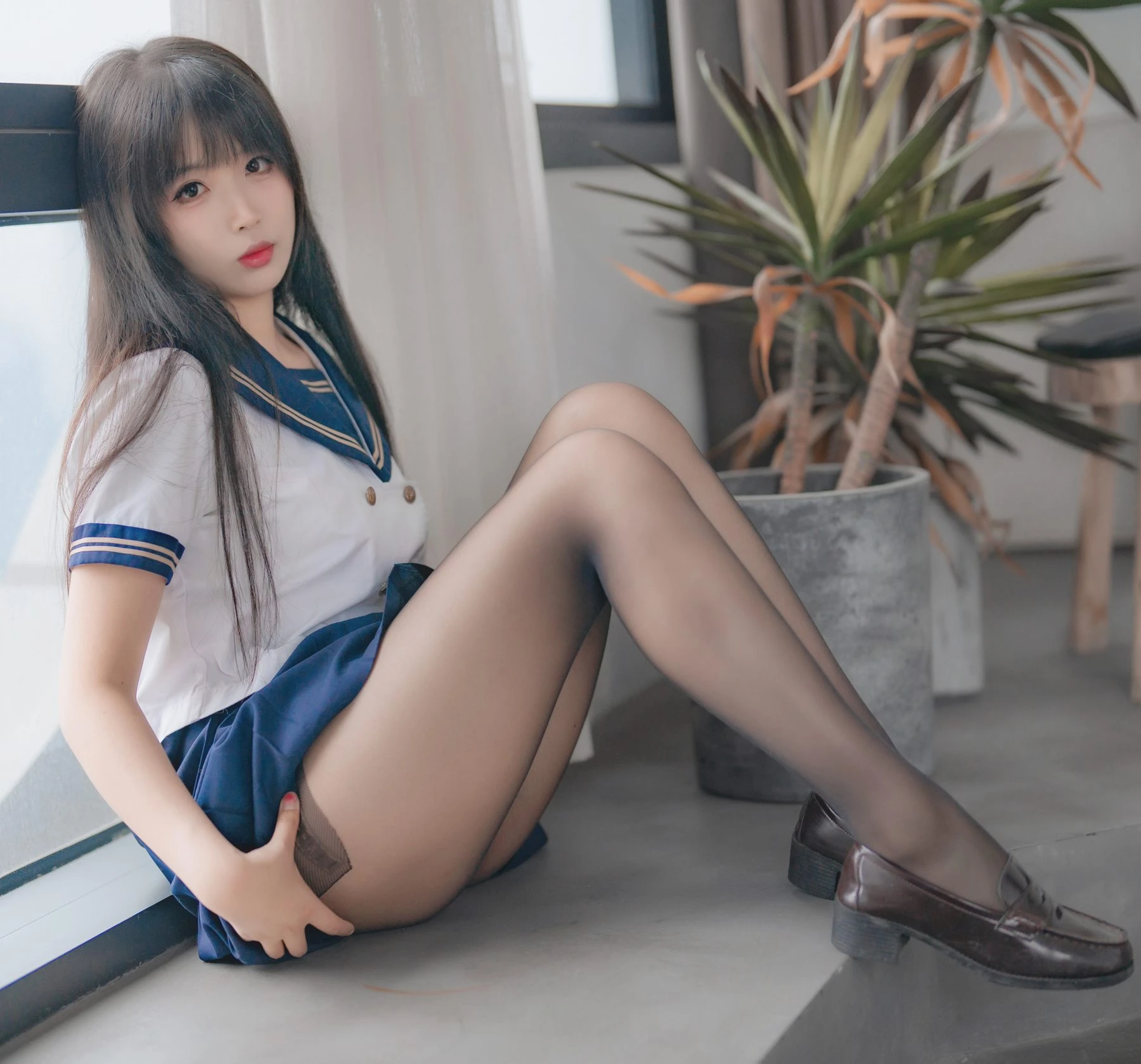 轩萧学姐 – 五月舰长 黑丝JK内衣 [32P]插图5