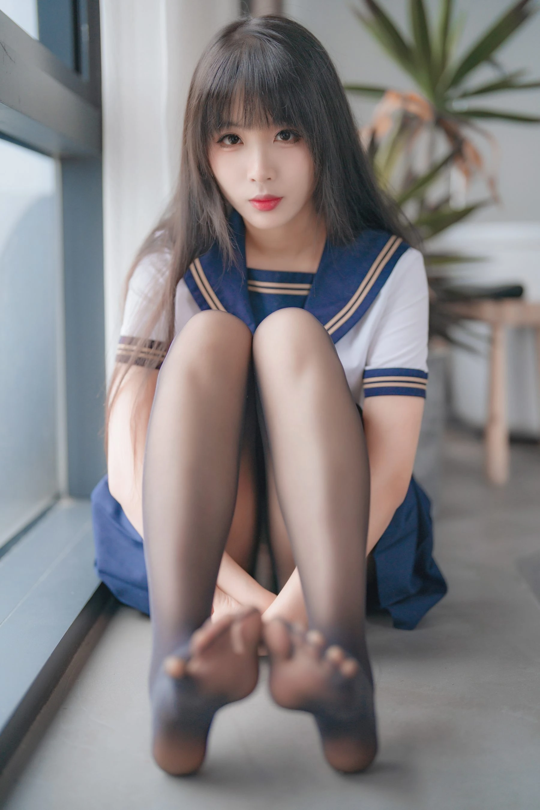 轩萧学姐 – 五月舰长 黑丝JK内衣 [32P]插图1