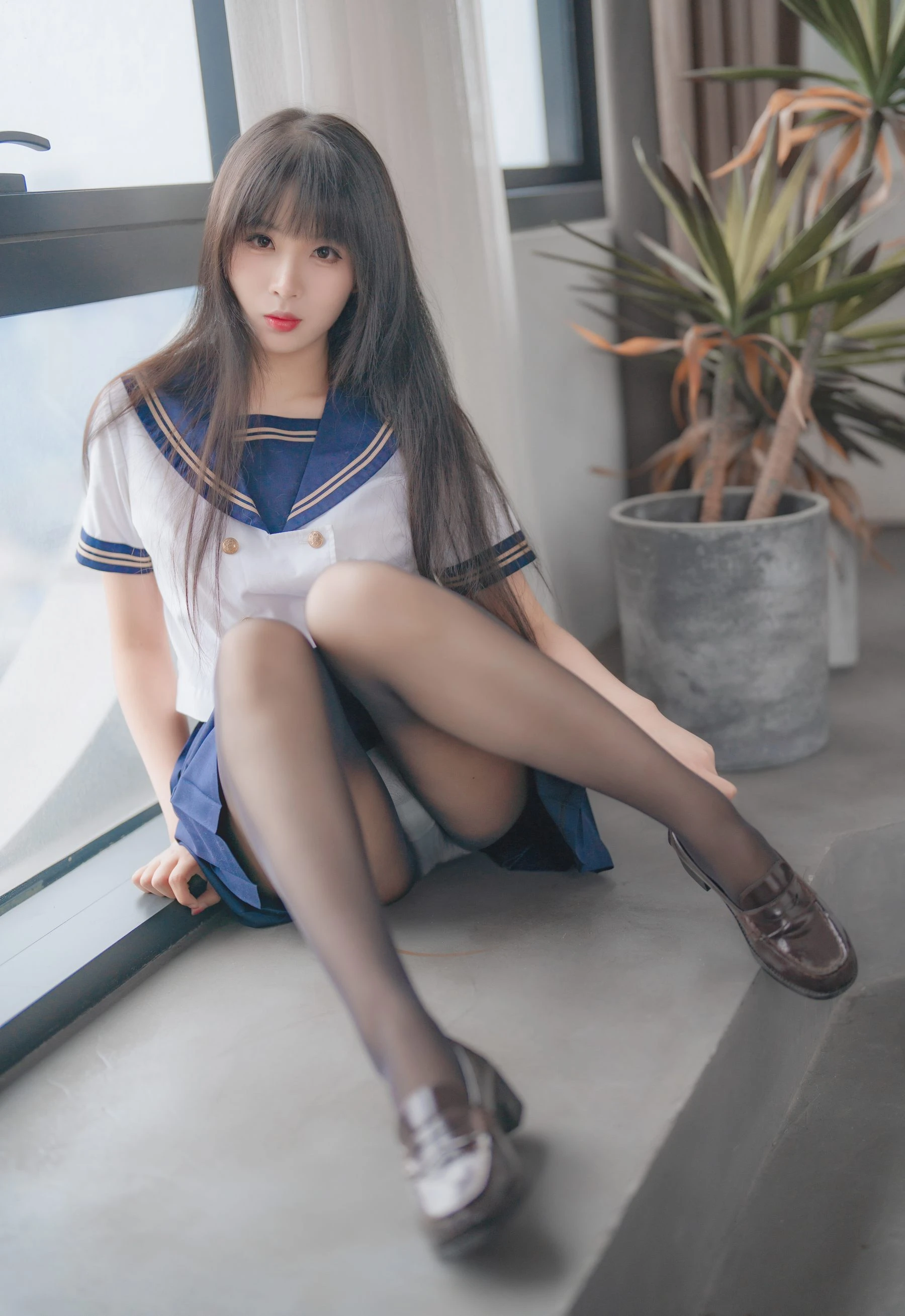 轩萧学姐 – 五月舰长 黑丝JK内衣 [32P]插图4