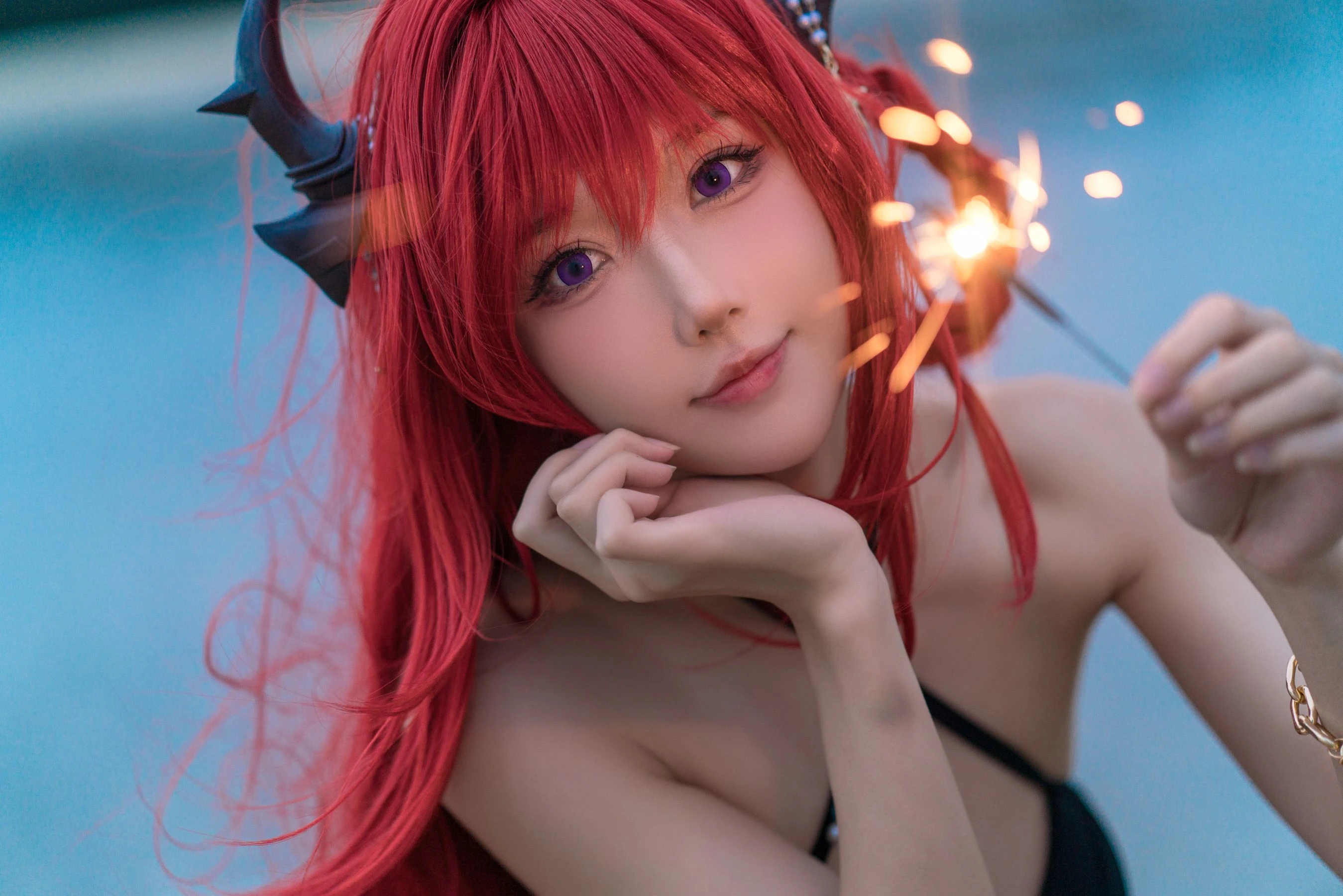 动漫博主阿包也是兔娘 – 明日方舟 史尔特尔泳装 [50P]插图5