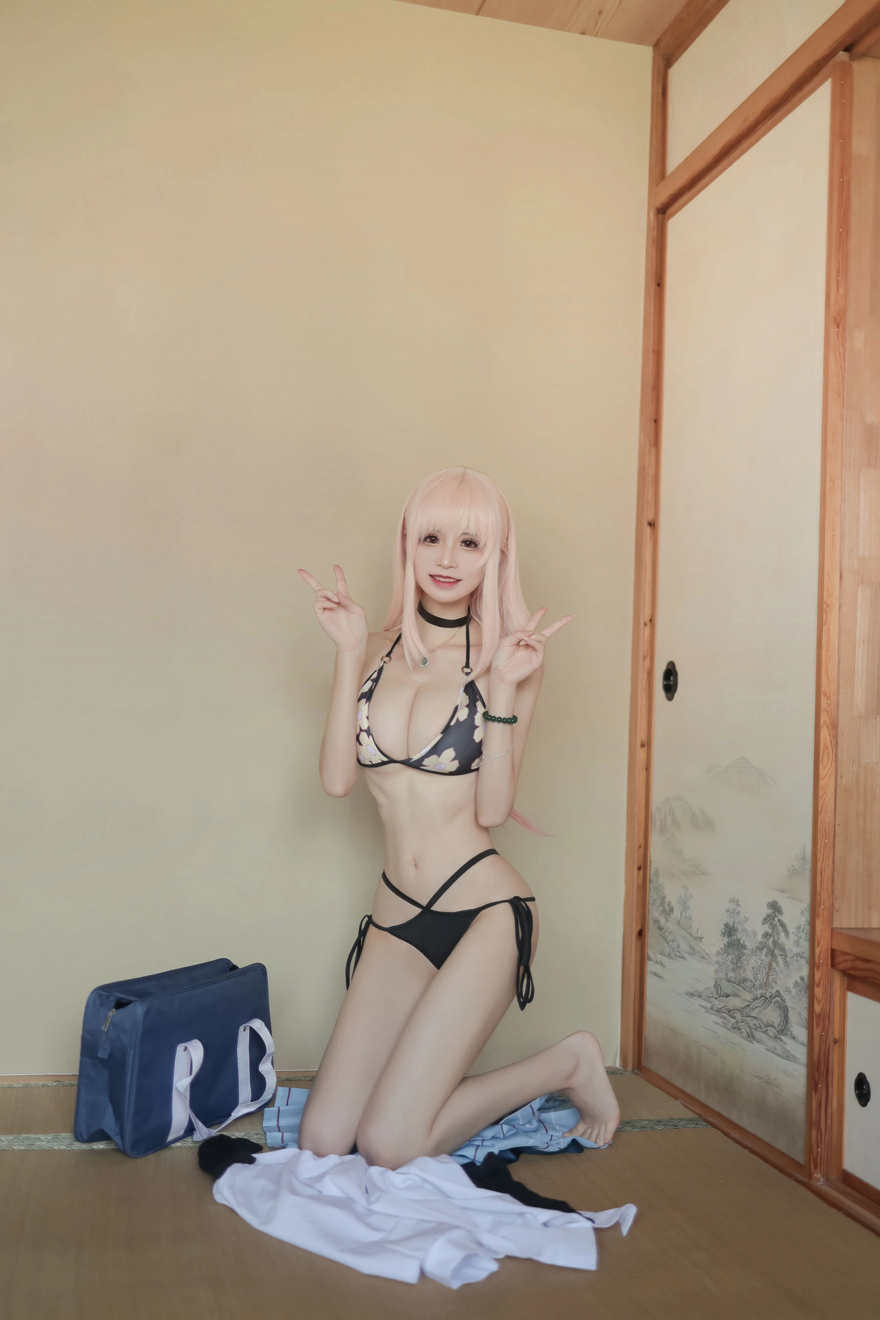 动漫博主爱老师_PhD – 喜多川海梦 校服 泳装 [17P]插图1