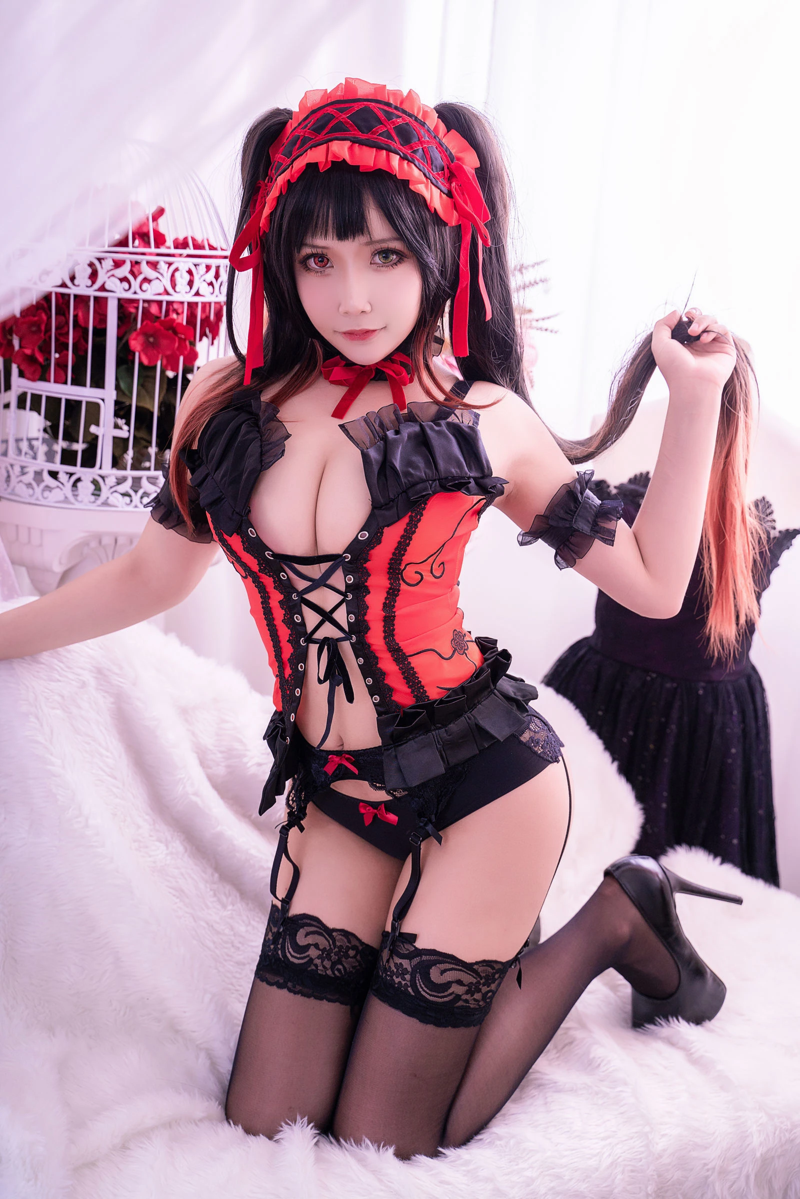 [萝莉COS] 二次元妹子抱走莫子aa – 狂三 黑色蕾丝 [38P]插图5