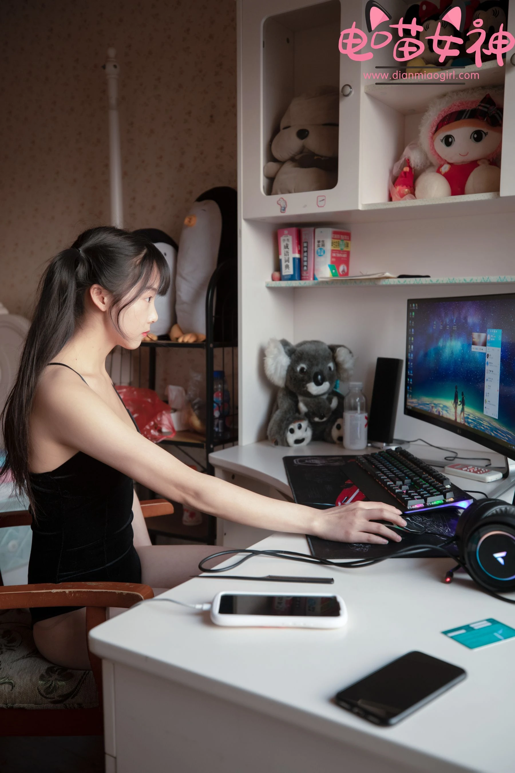 电喵女神 – 灵唯 黑纱情趣服 [29P]插图2