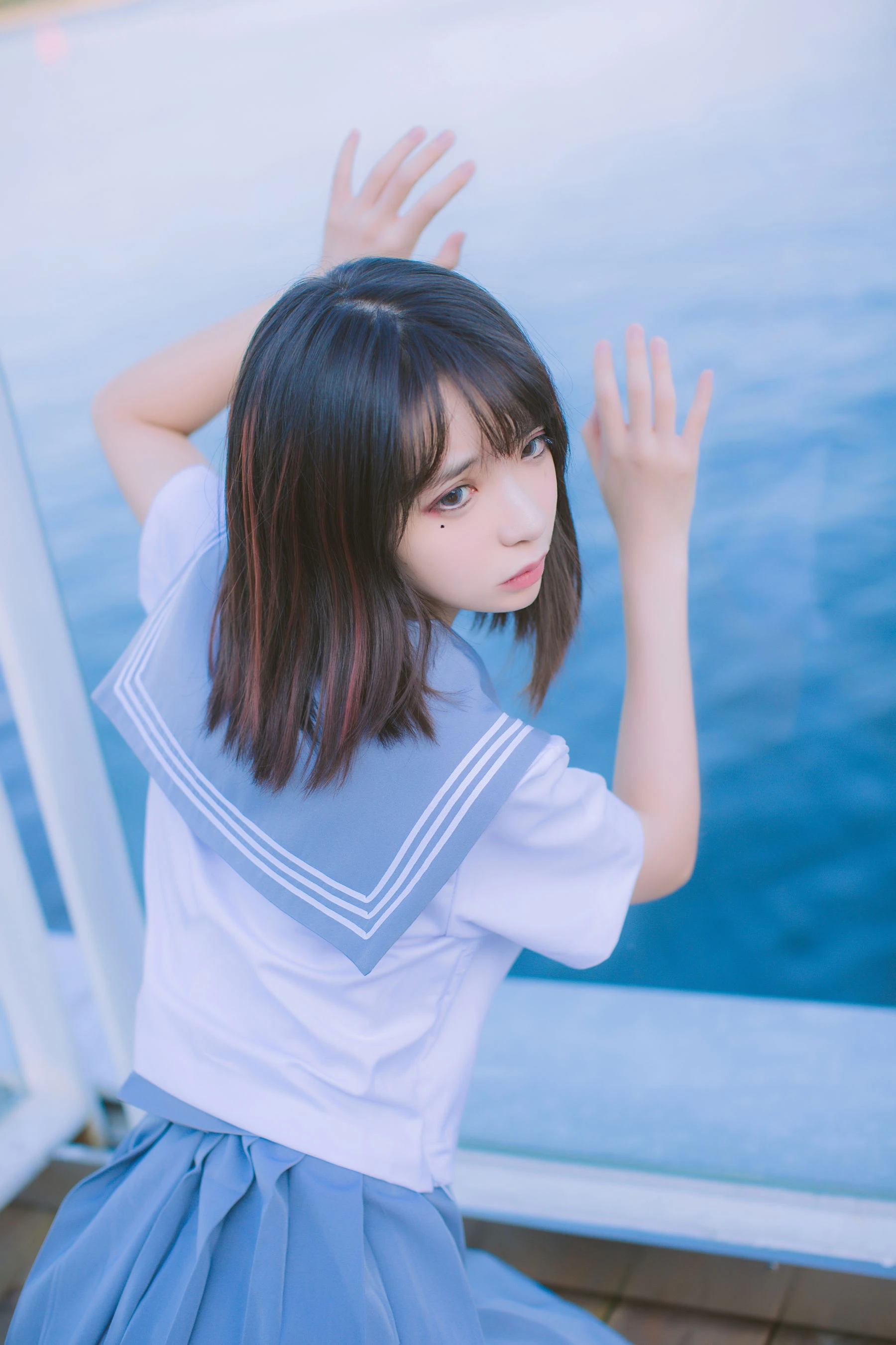 疯猫ss 海边蓝白水手服插图3