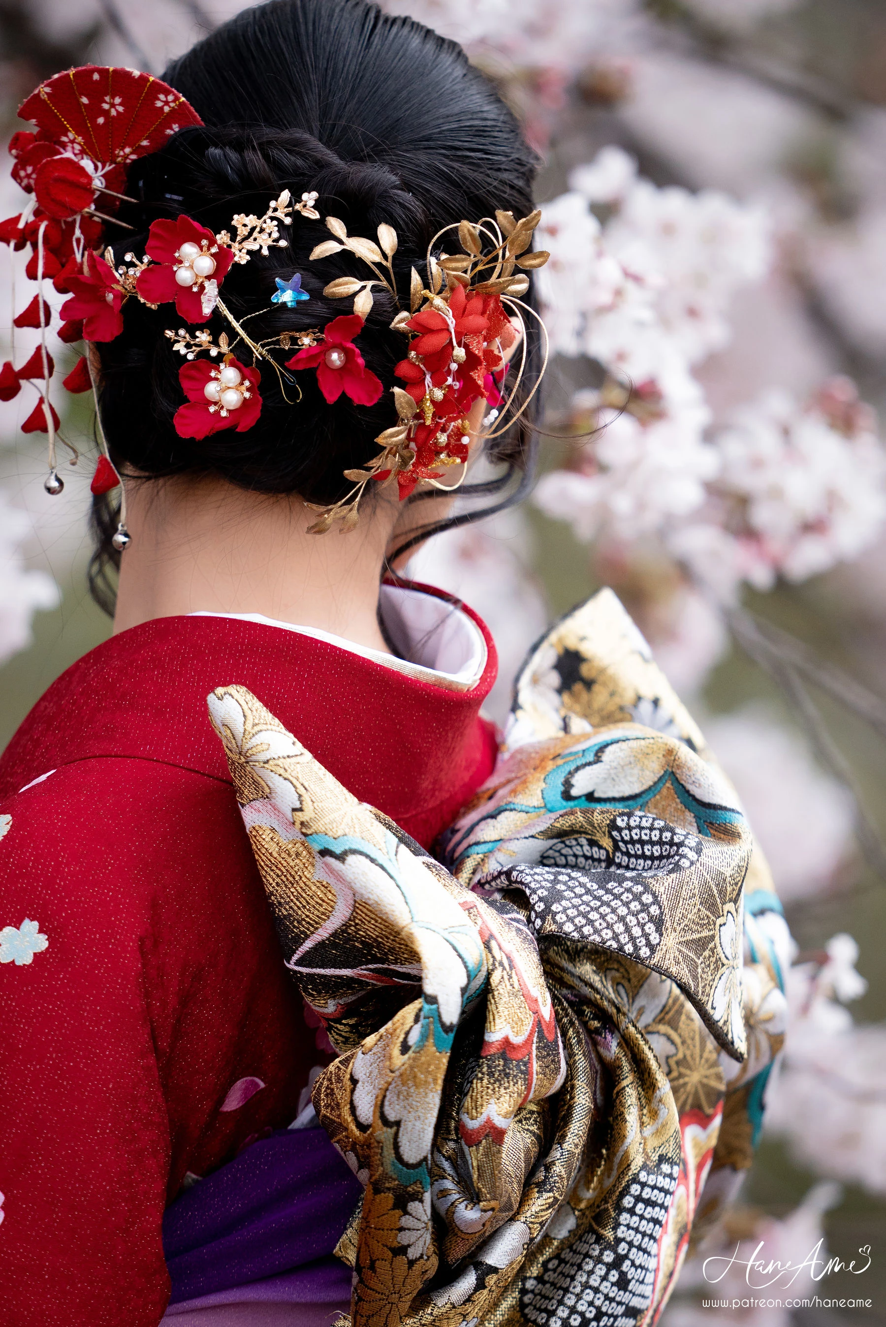 Hane Ame 雨波 – 赤紅和服插图2