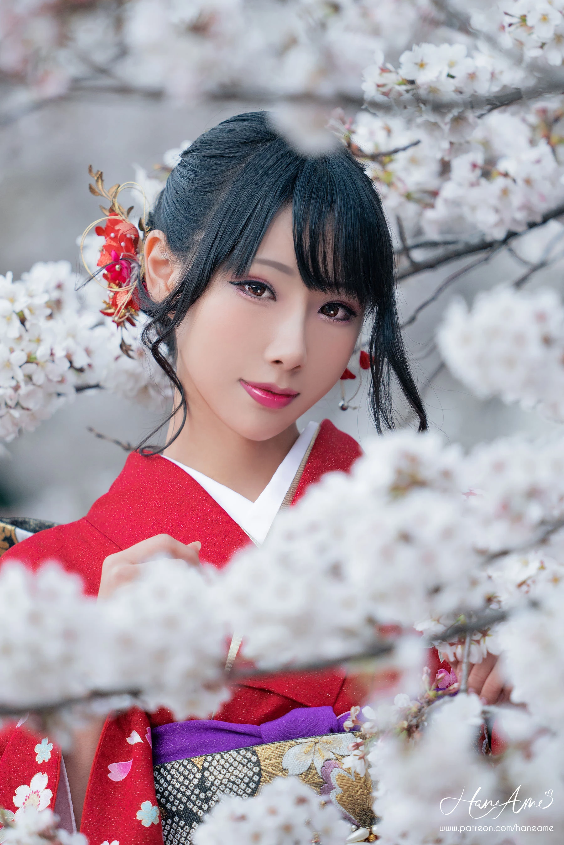 Hane Ame 雨波 – 赤紅和服插图4