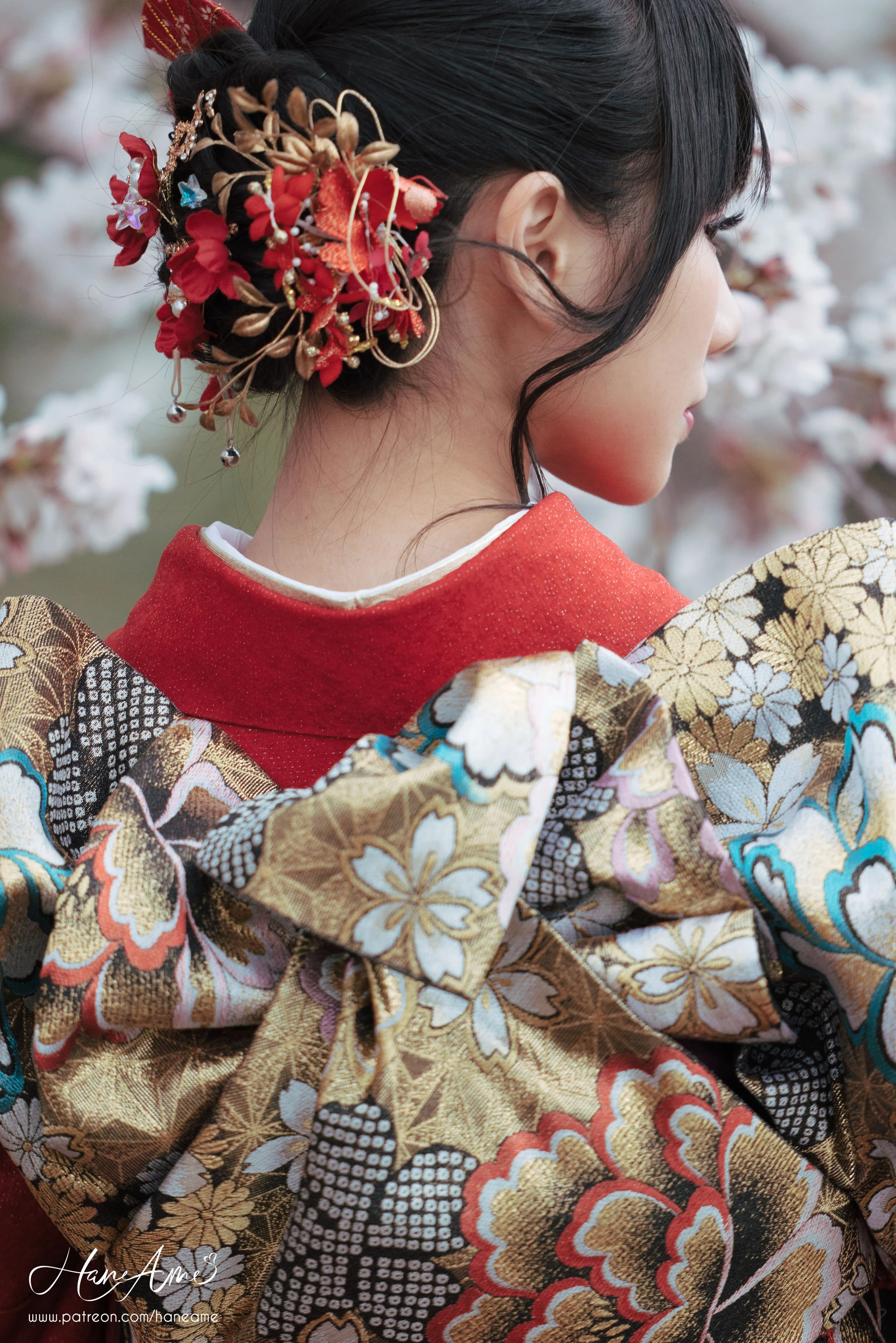 Hane Ame 雨波 – 赤紅和服插图1