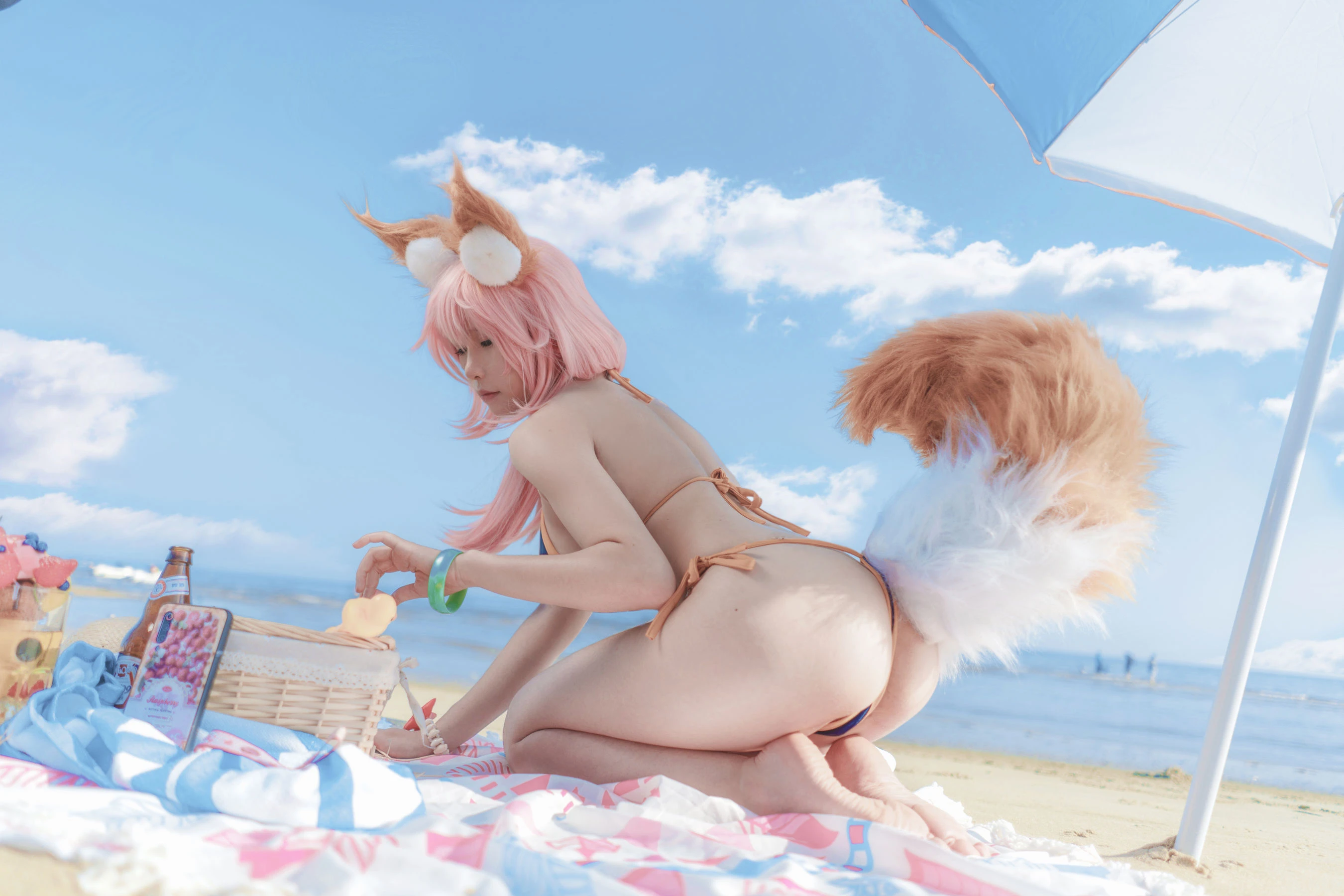 动漫博主uki雨季 – 玉藻前海边泳装插图4