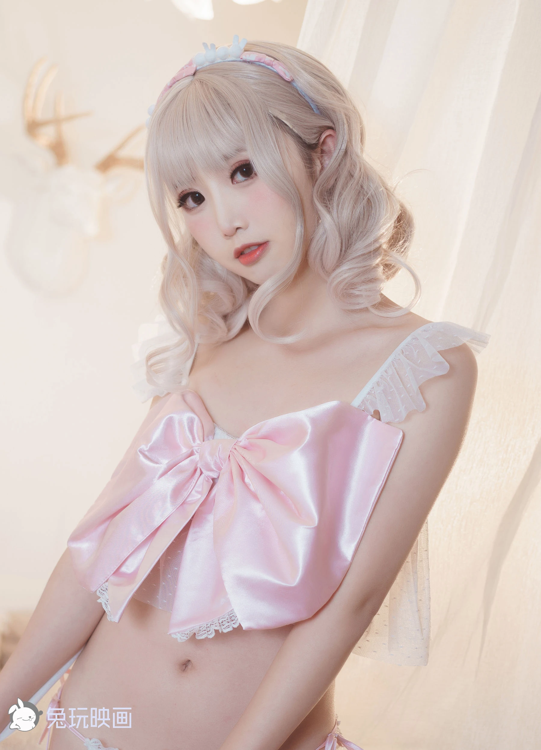 可爱人气Coser面饼仙儿 蝴蝶结内衣插图6