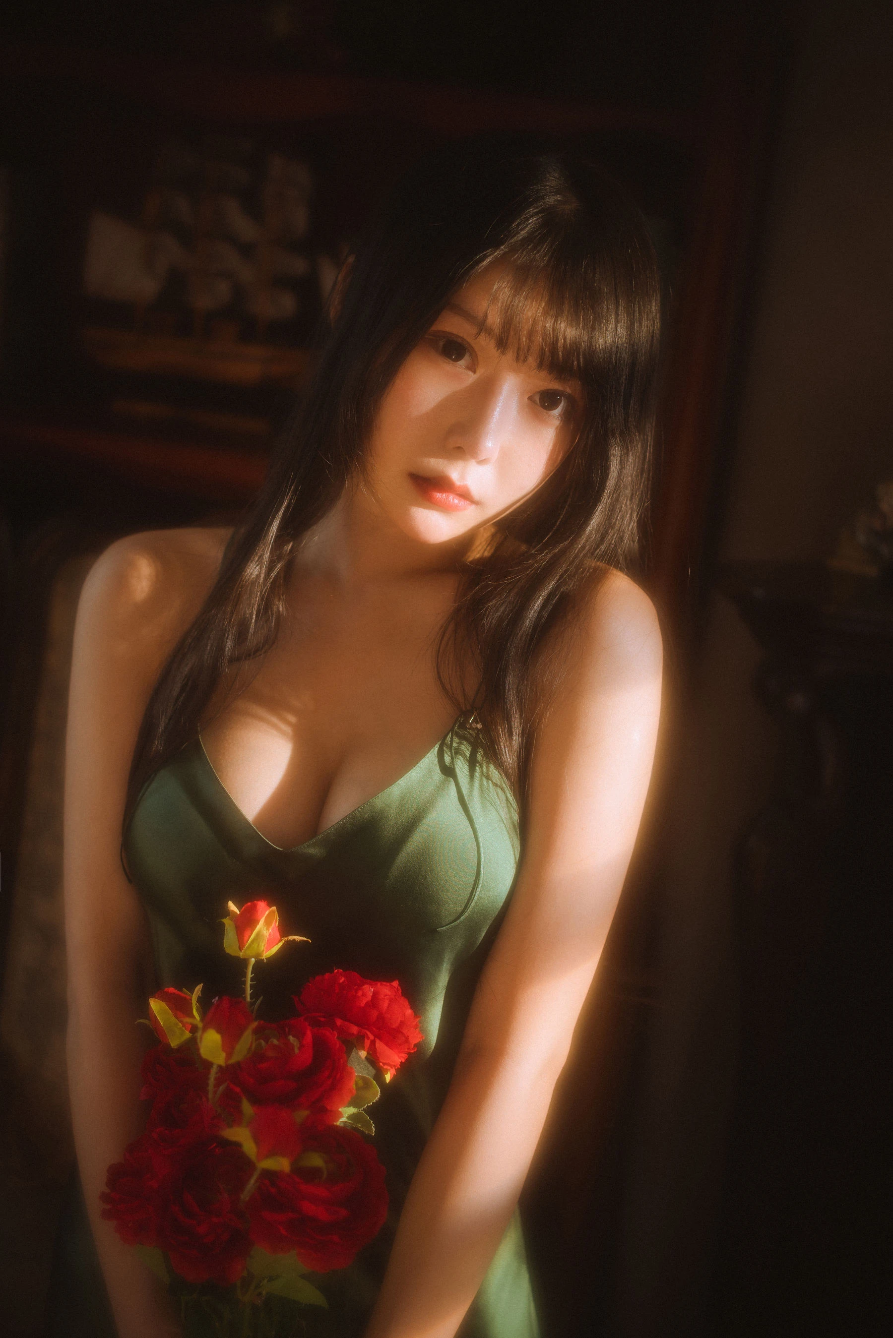 香草喵露露 – 杨枝甘露 绿色连衣裙插图7