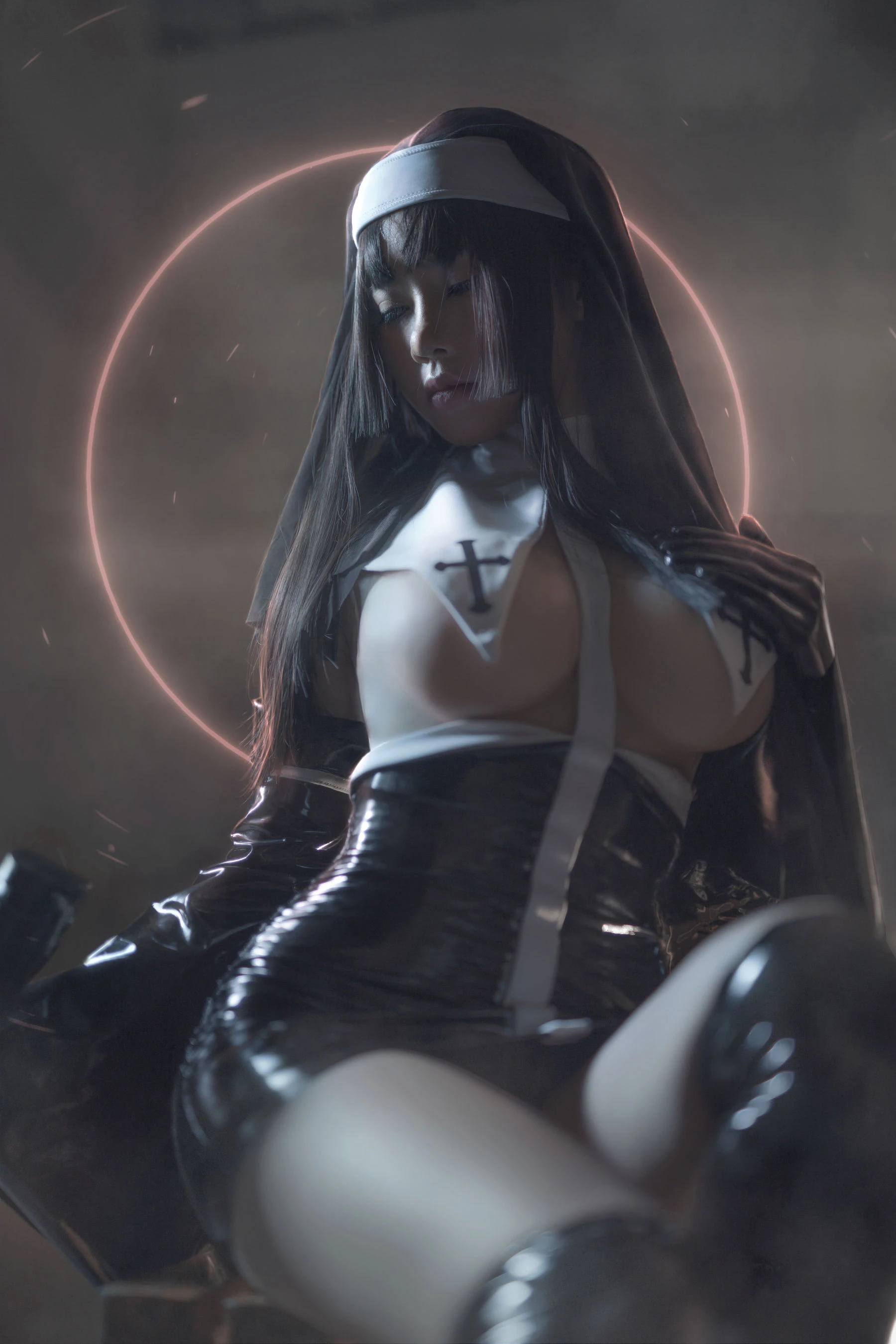 动漫博主uki雨季 – 修女黑胶衣插图3