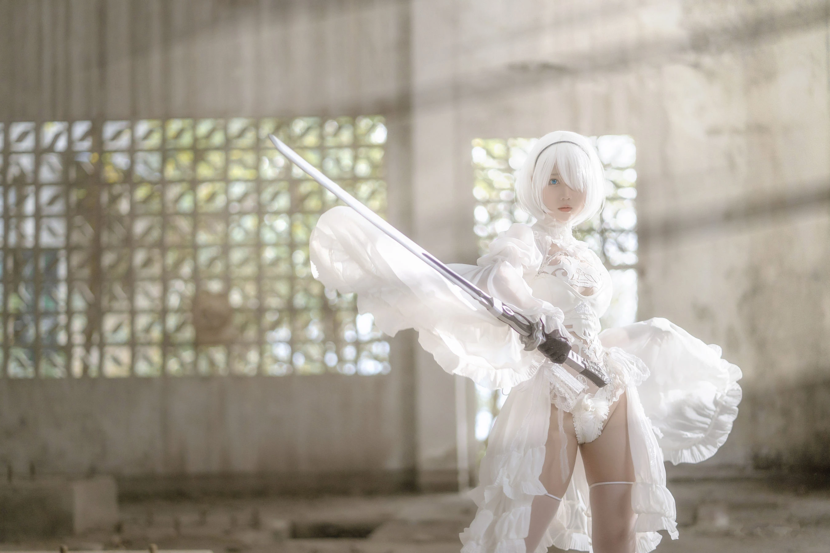 微博福利姬镜酱 2B白色婚纱插图7