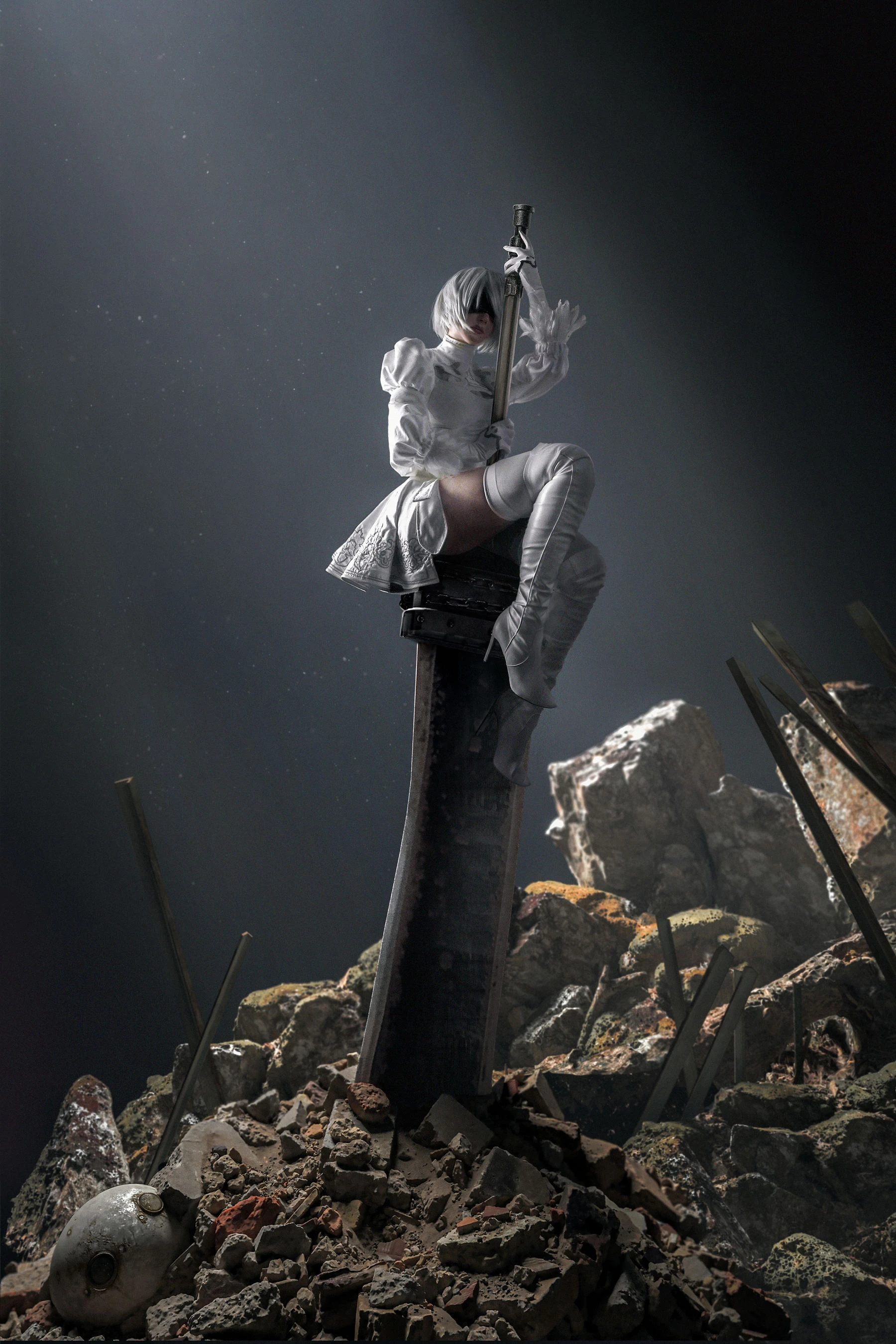 国外美女SayaTheFox – 2B White Dress插图1