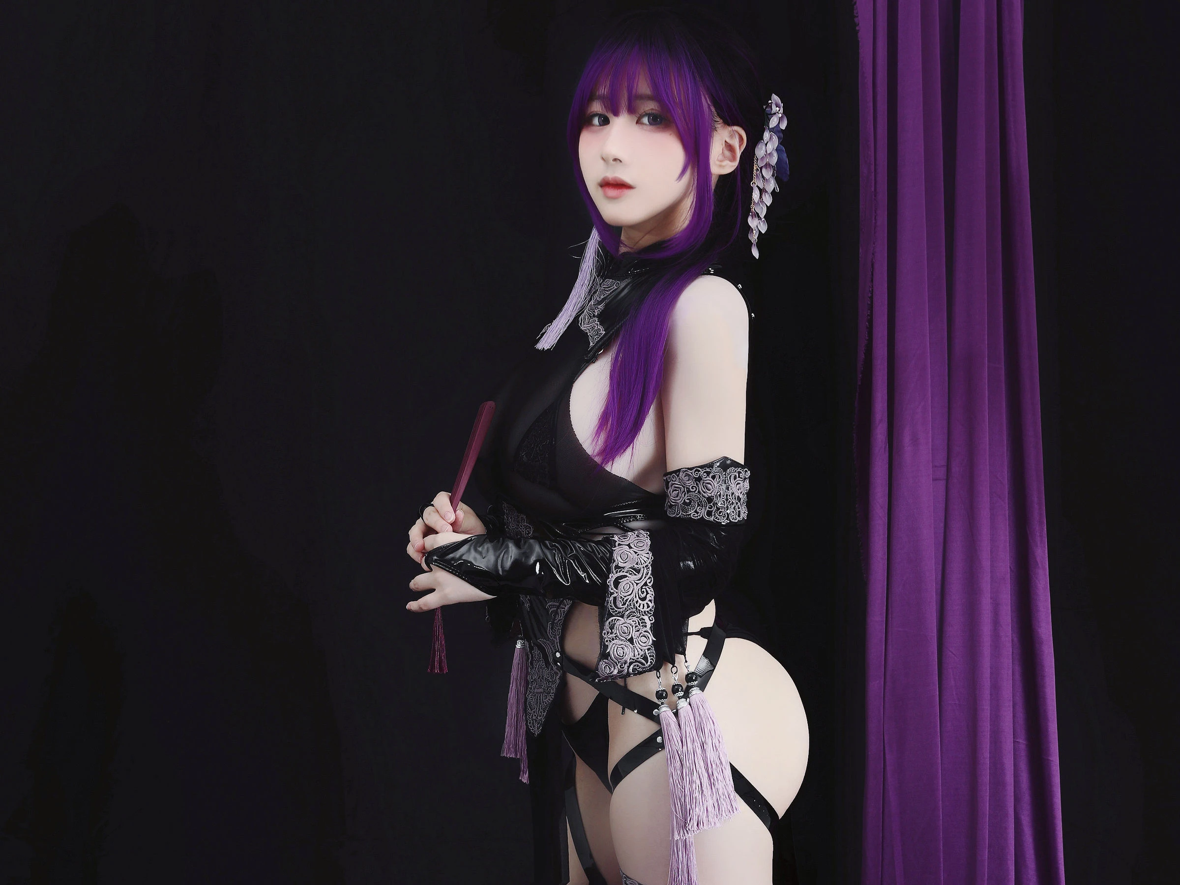 幼愛youmeko – 紫流苏旗袍插图6