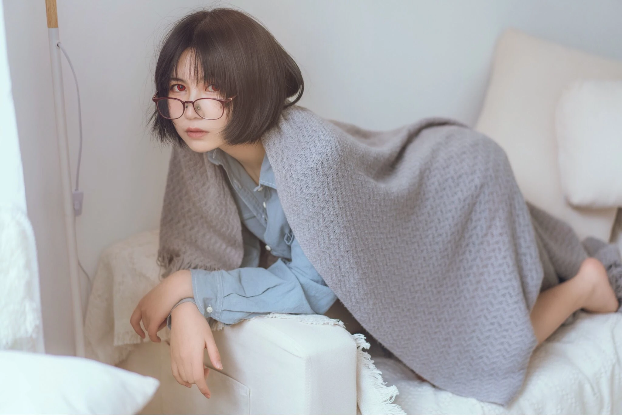 COSER美女逐月su 蓝色衬衫插图6