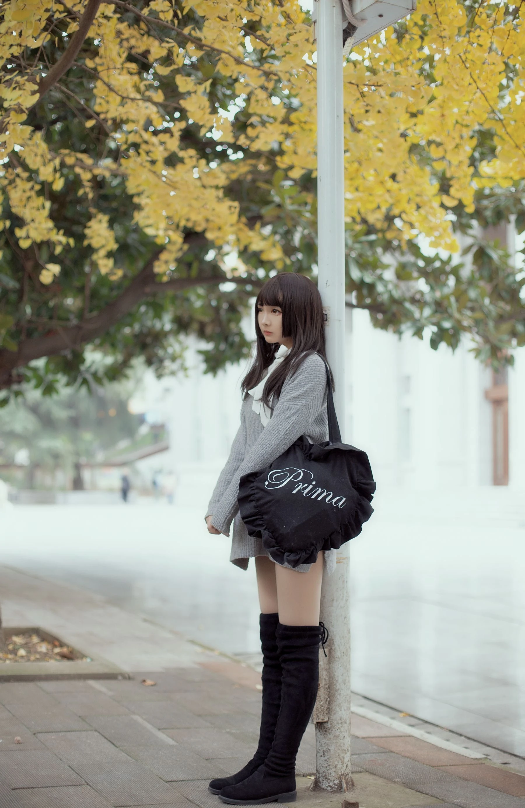 二次元美女古川kagura – 银杏树下插图6