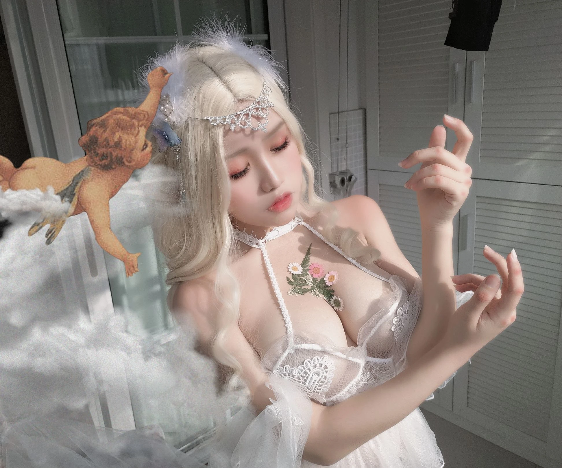 一笑芳香沁写真 少女与花插图7