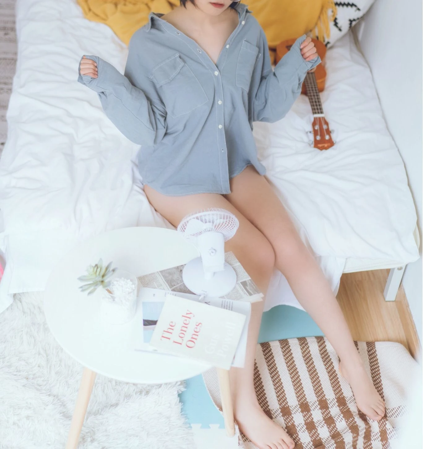 COSER美女逐月su 蓝色衬衫插图4