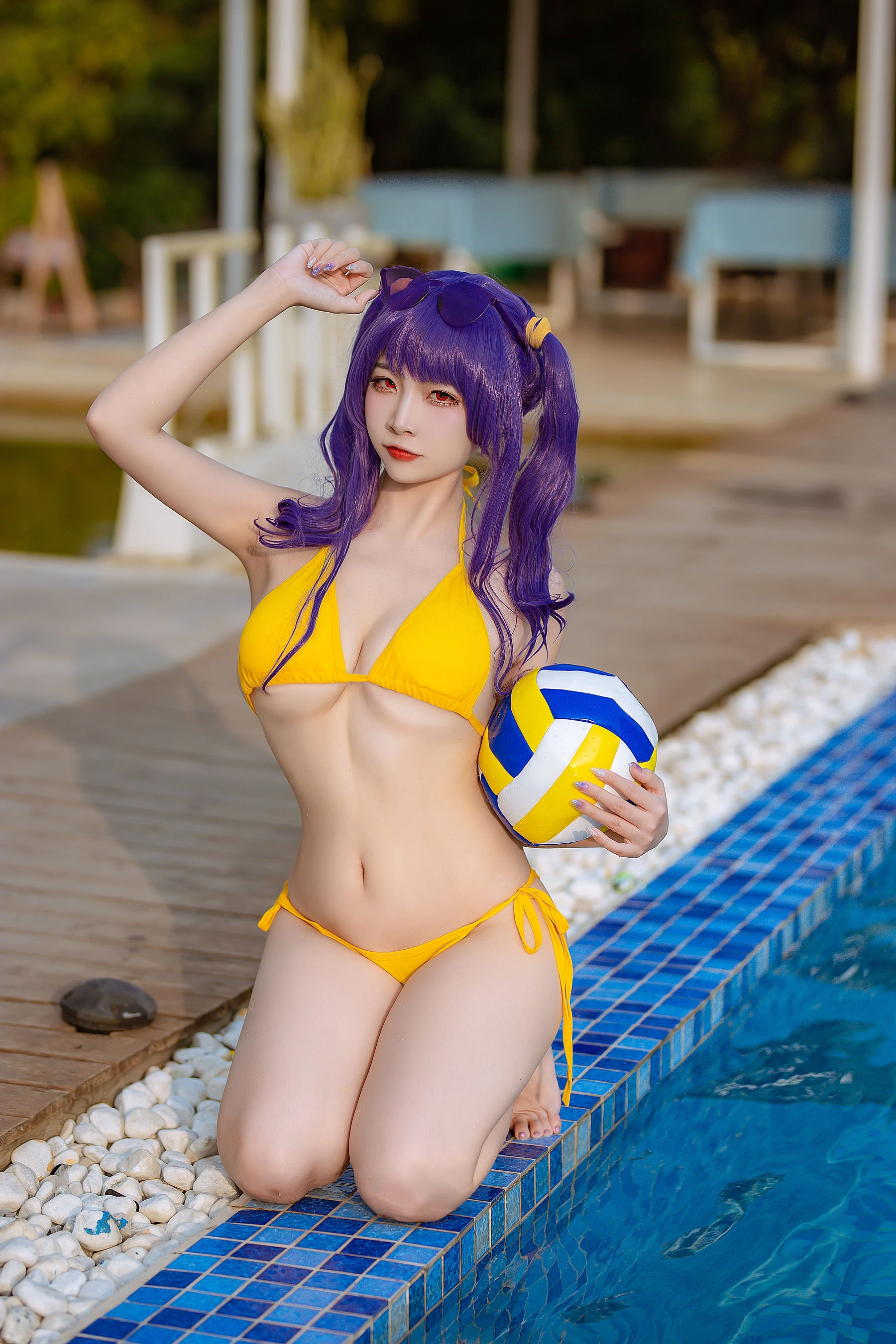 人气Coser二佐Nisa – 碧蓝 波拉泳装插图1