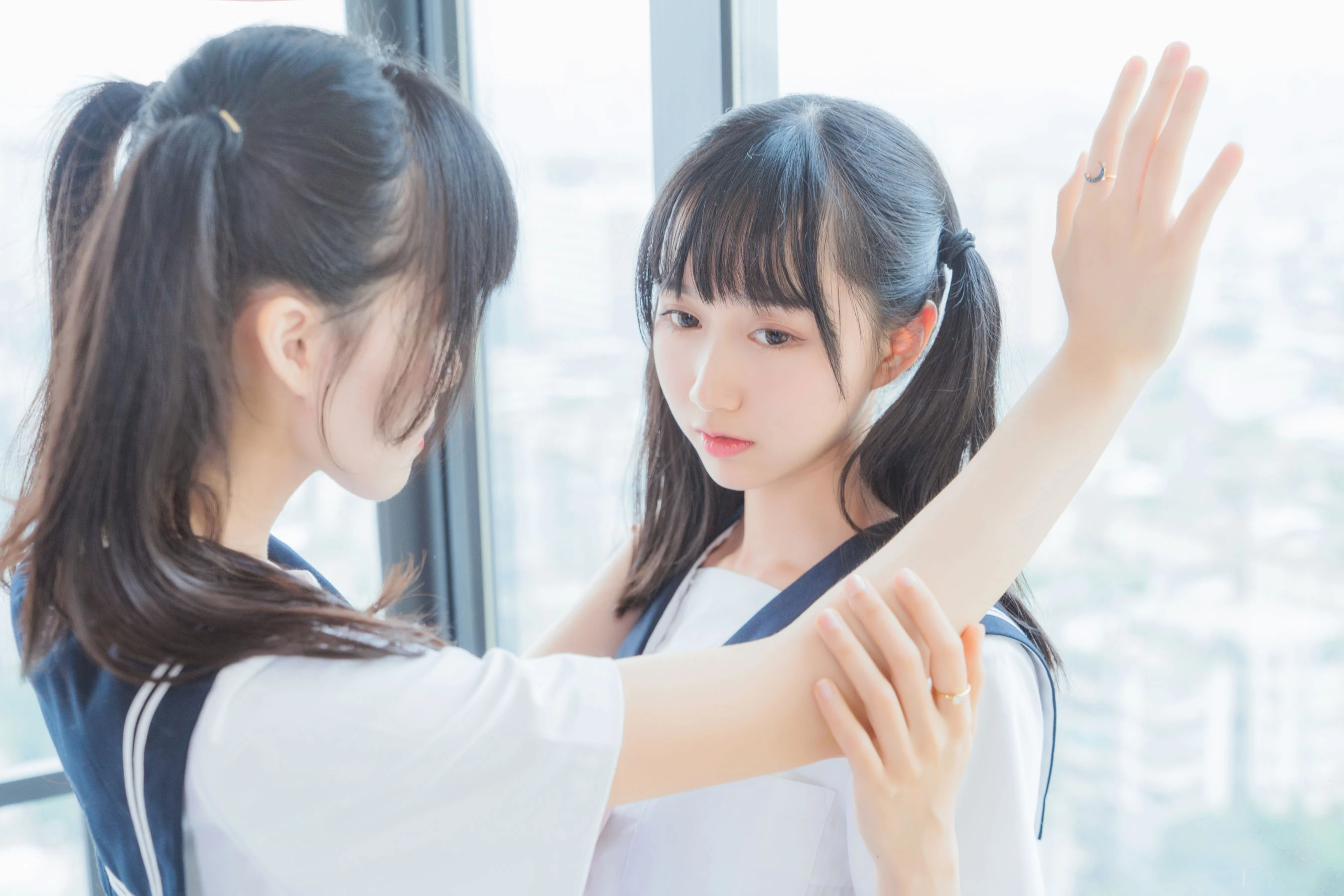 萌系小姐姐木绵绵OwO&桜桃喵 她(制服×制服)插图1